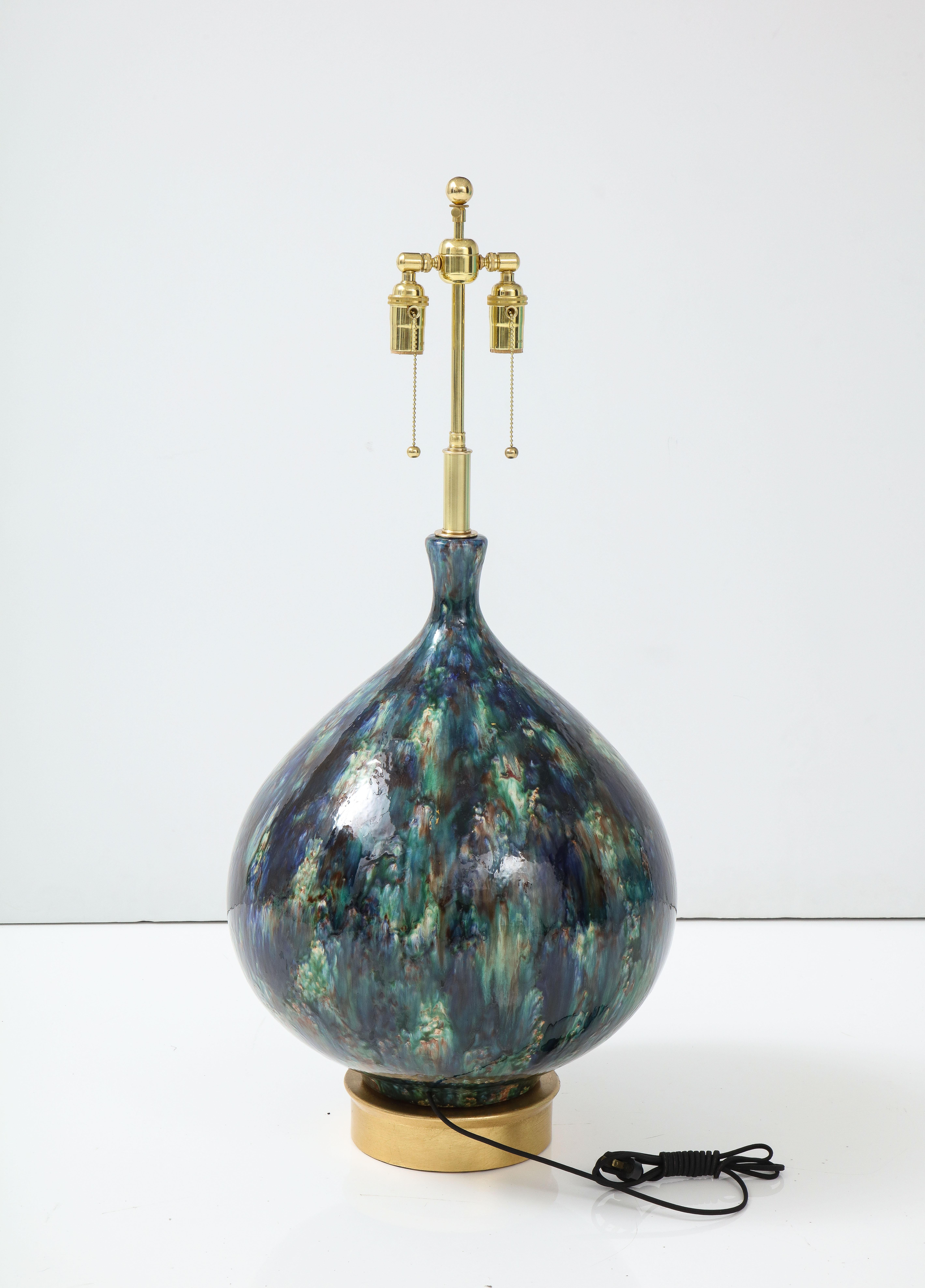 Monumental Italian Glazed Ceramic Lamp 6