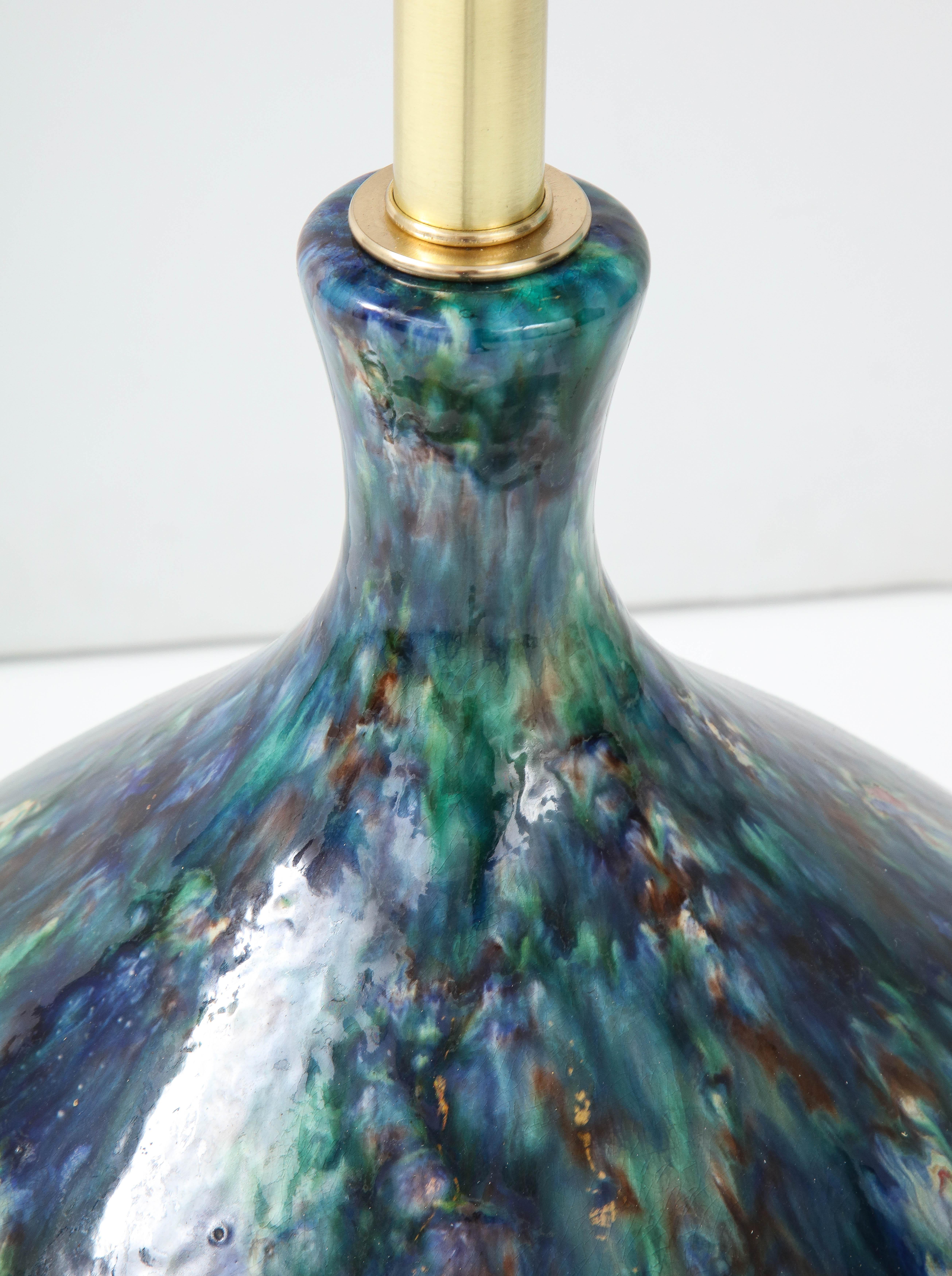 Mid-20th Century Monumental Italian Glazed Ceramic Lamp