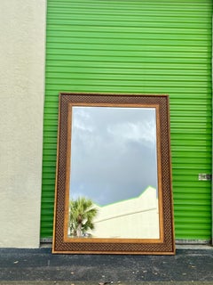 Monumental Italian Gold Bronze Frame Giltwood Floor Mirror