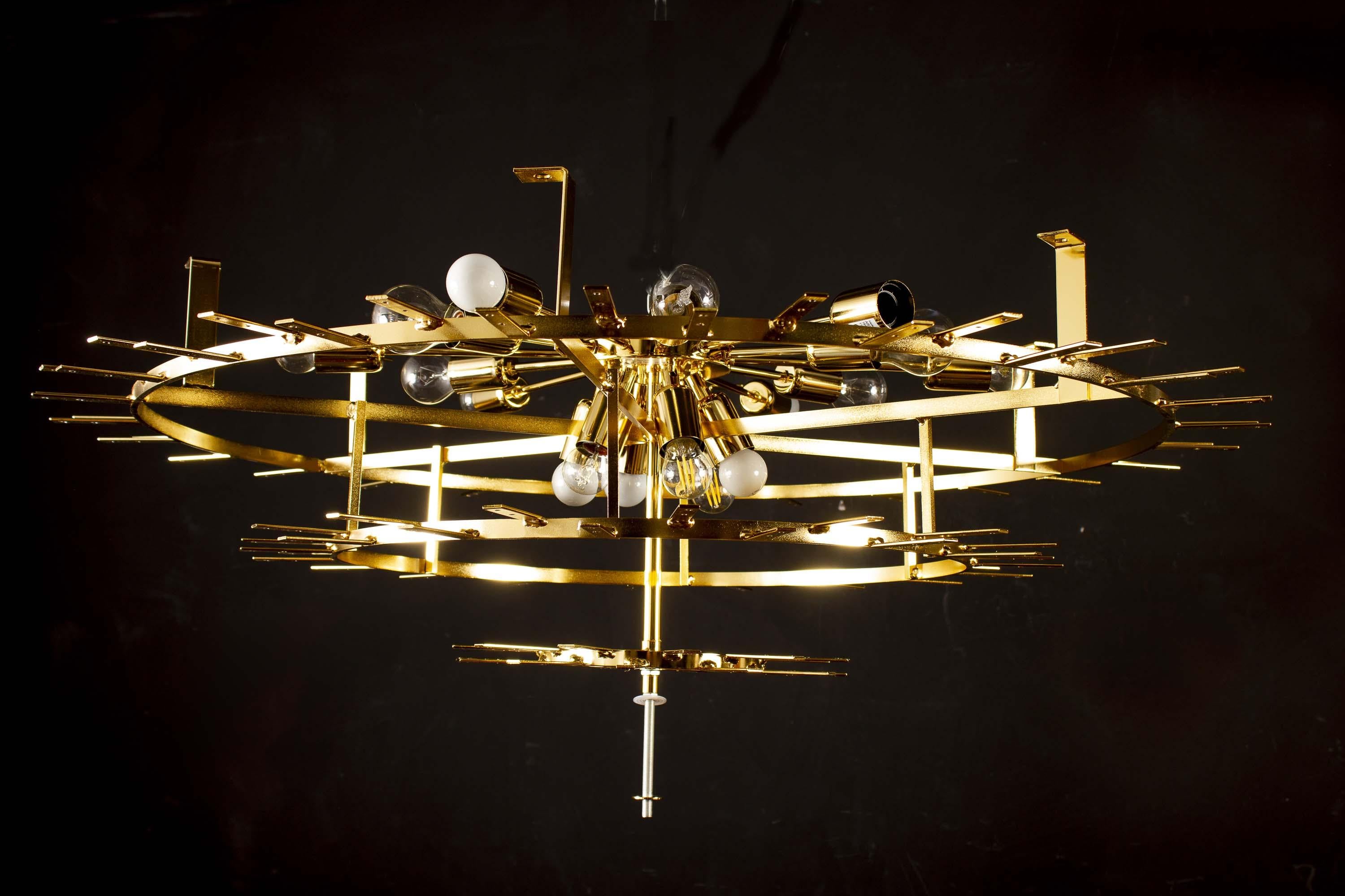 Monumental Italian Gold Leaves Murano Glass Ceiling Light or Flushmount For Sale 7