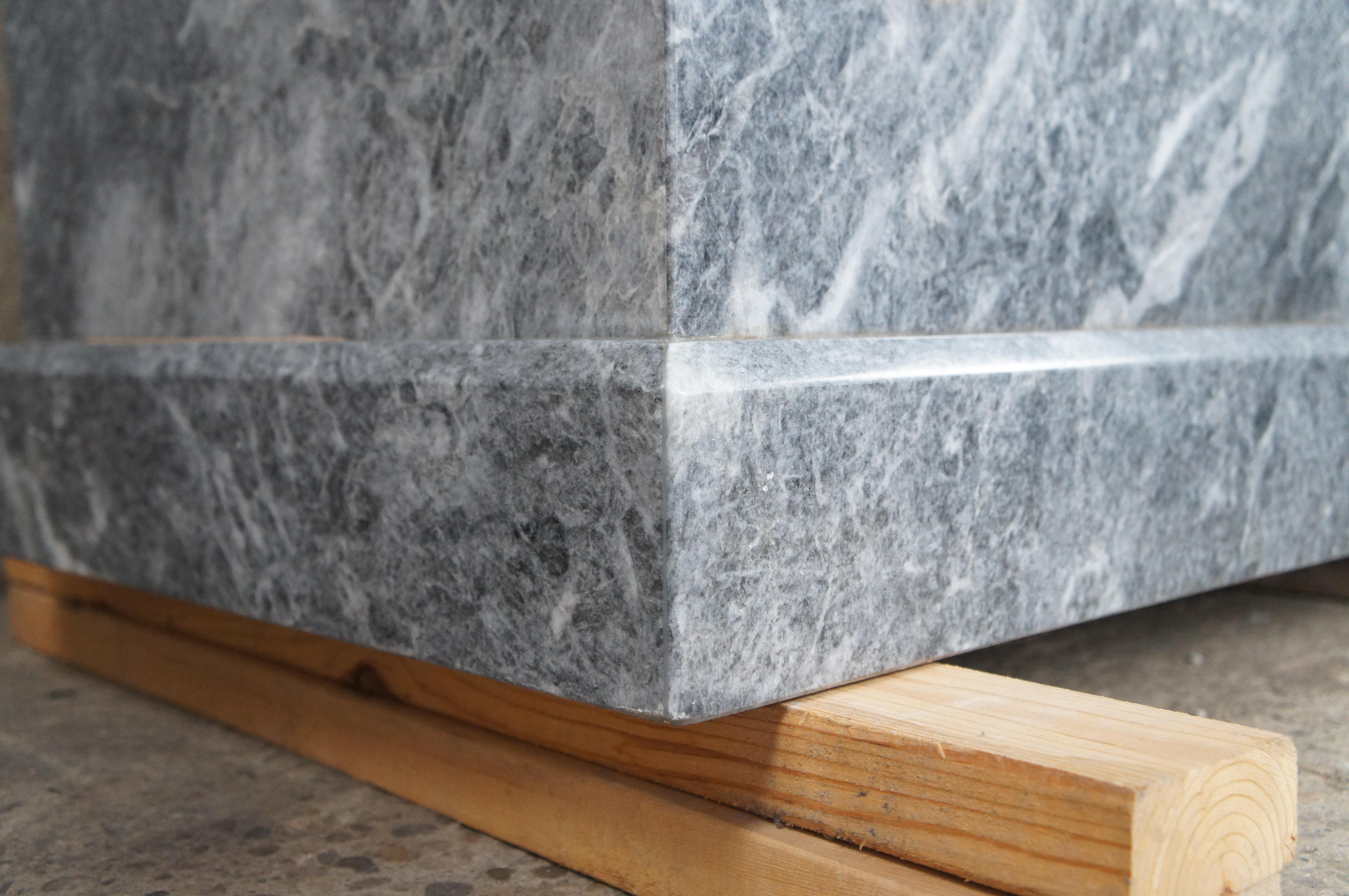 Monumental Italian Gray Marble Plinth Sculpture Stand Pedestal Table Stone 34
