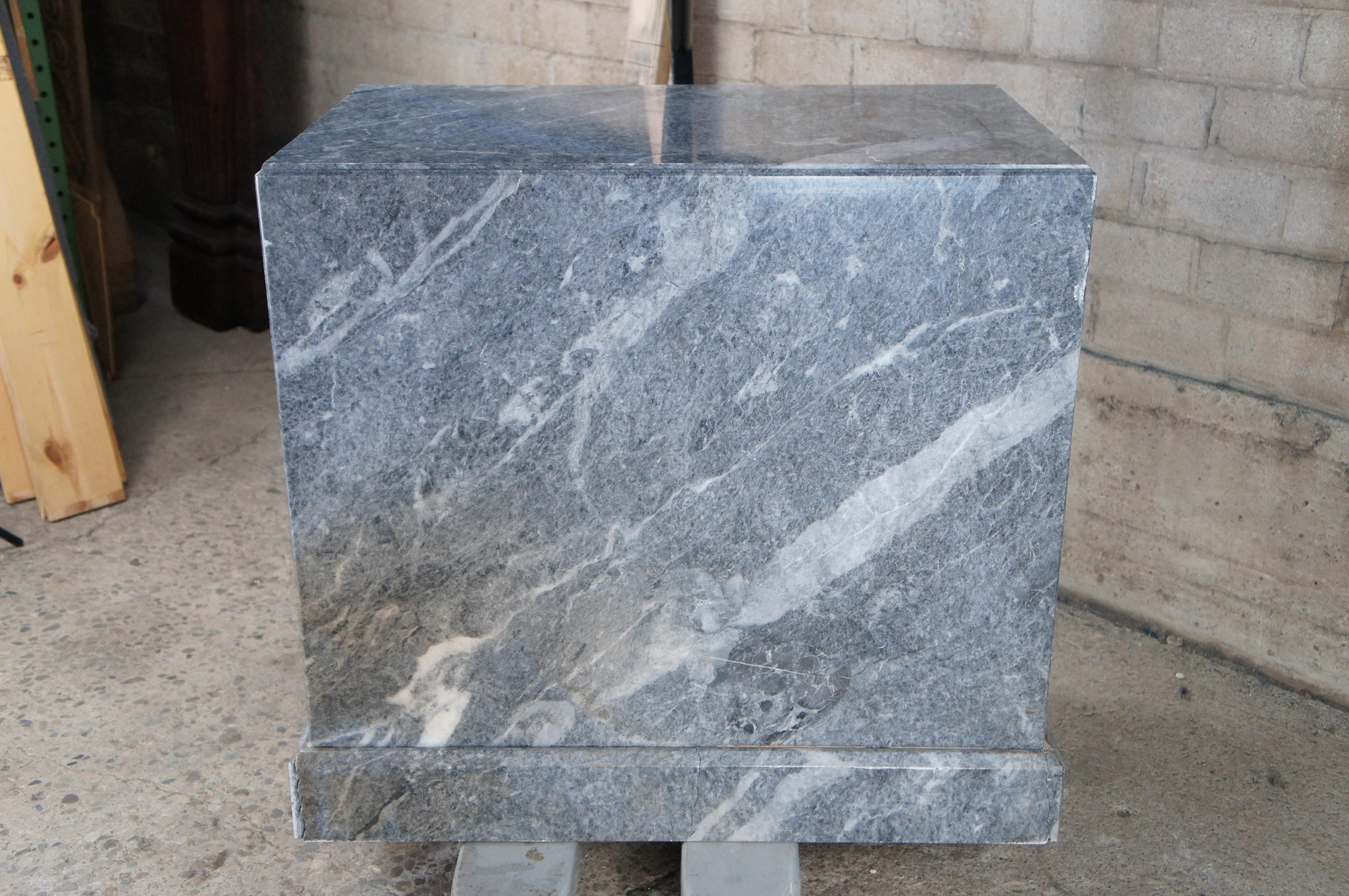 Monumental Italian Gray Marble Plinth Sculpture Stand Pedestal Table Stone 34