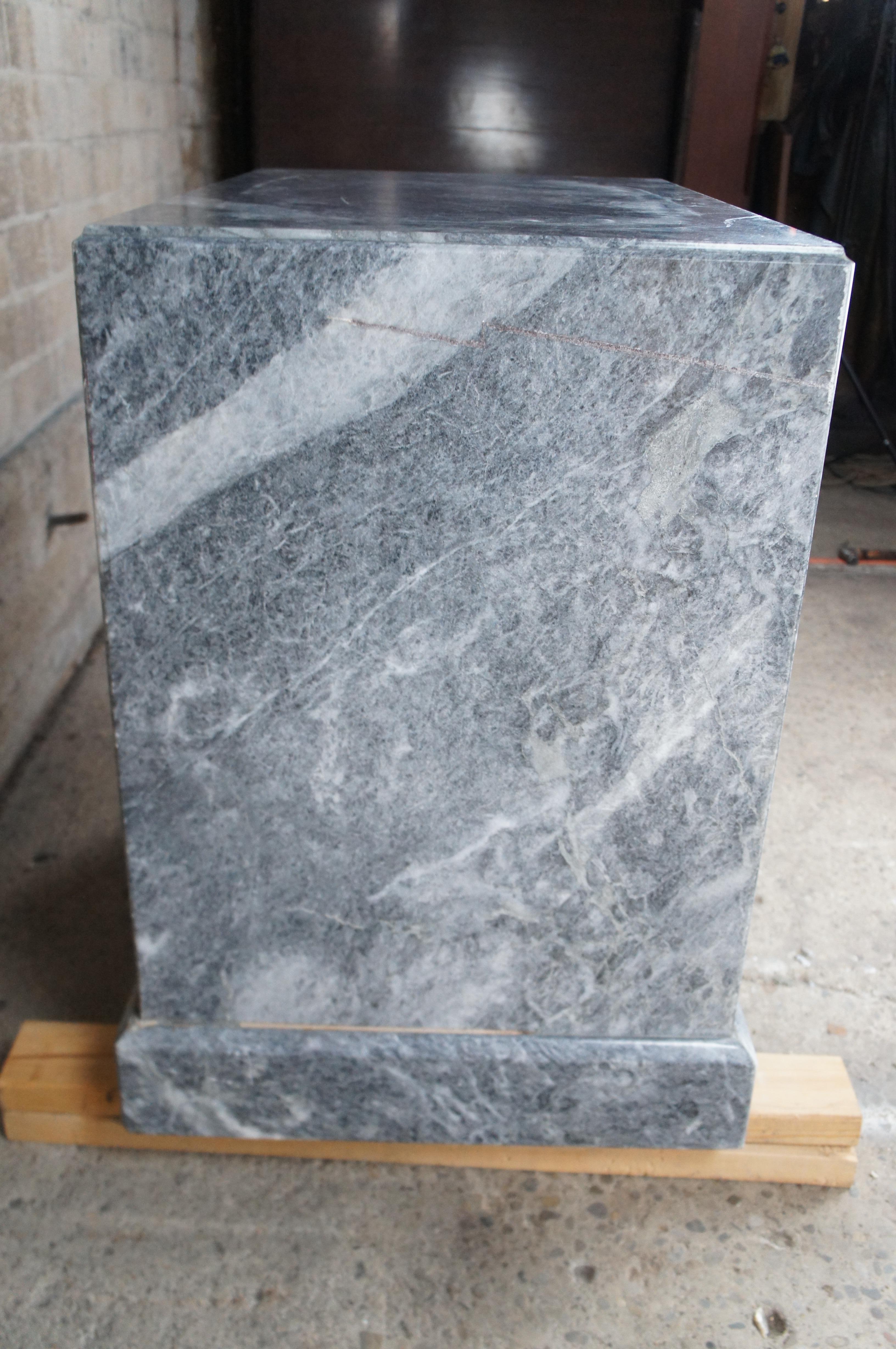 Monumental Italian Gray Marble Plinth Sculpture Stand Pedestal Table Stone 34
