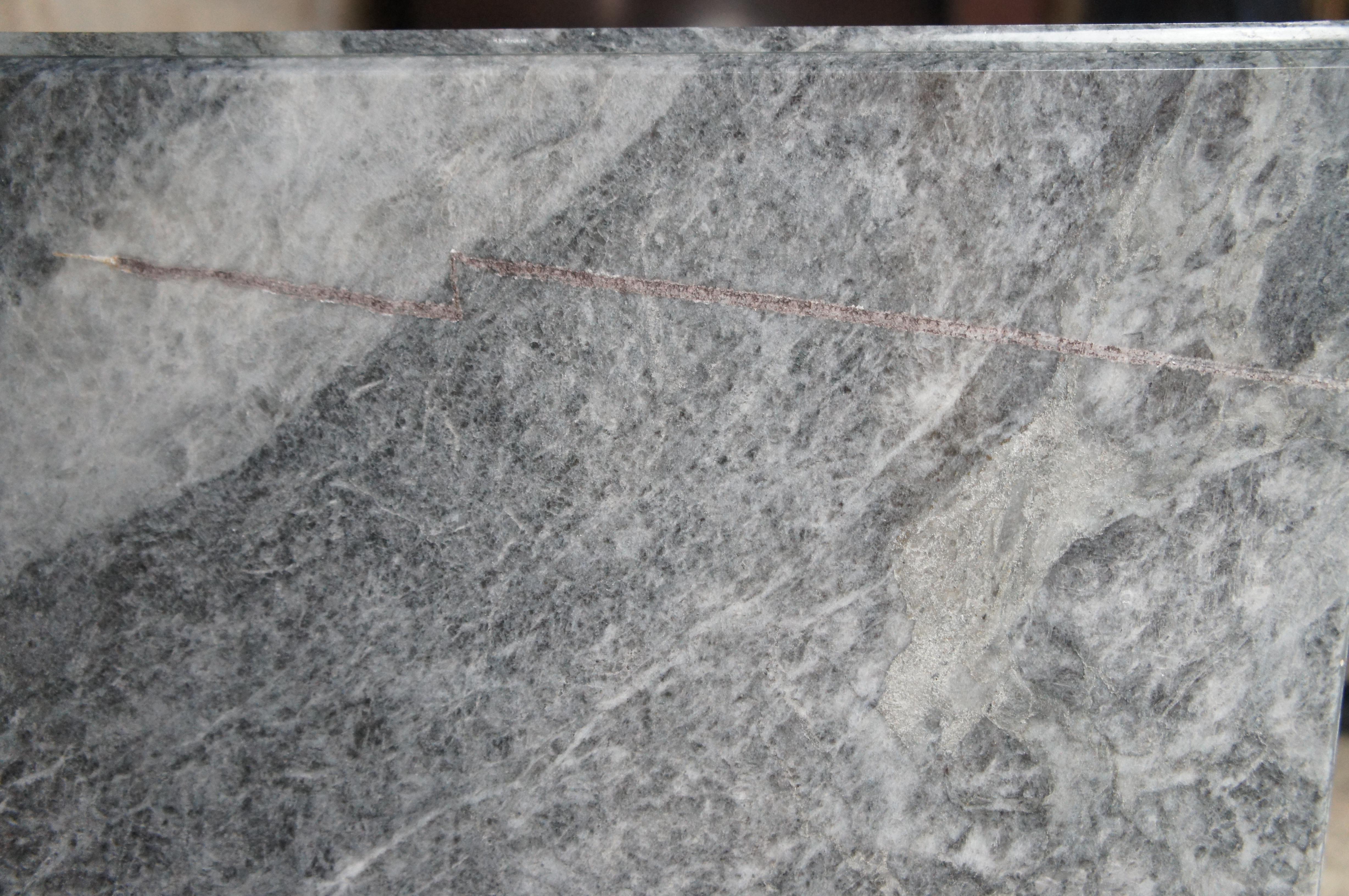 Monumental Italian Gray Marble Plinth Sculpture Stand Pedestal Table Stone 34