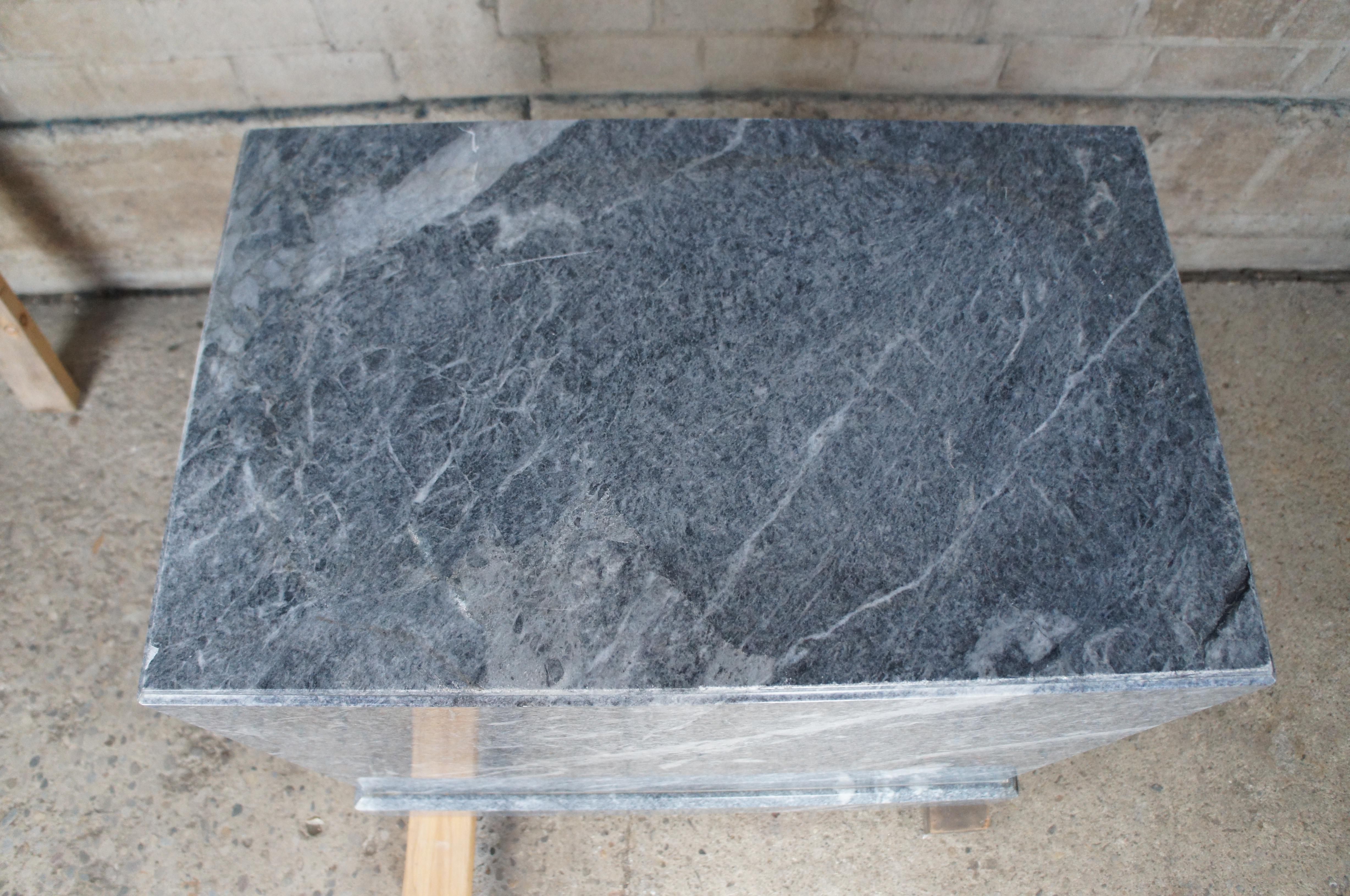 Monumental Italian Gray Marble Plinth Sculpture Stand Pedestal Table Stone 34