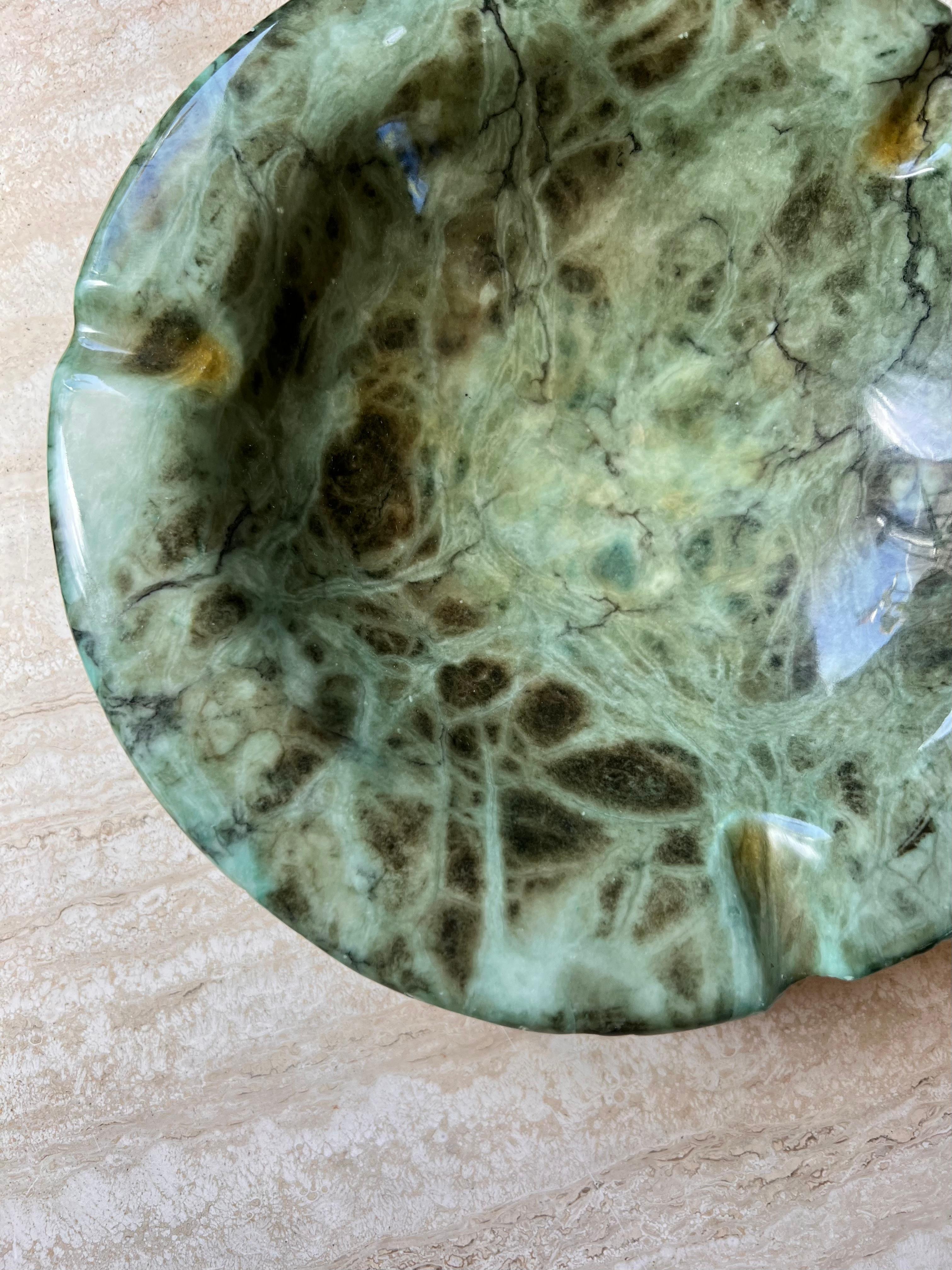 Monumental Italian Green Marble Ashtray with Raw Edge, 1960s 8