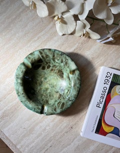 Monumental Italian Green Marble Ashtray with Raw Edge, 1960s