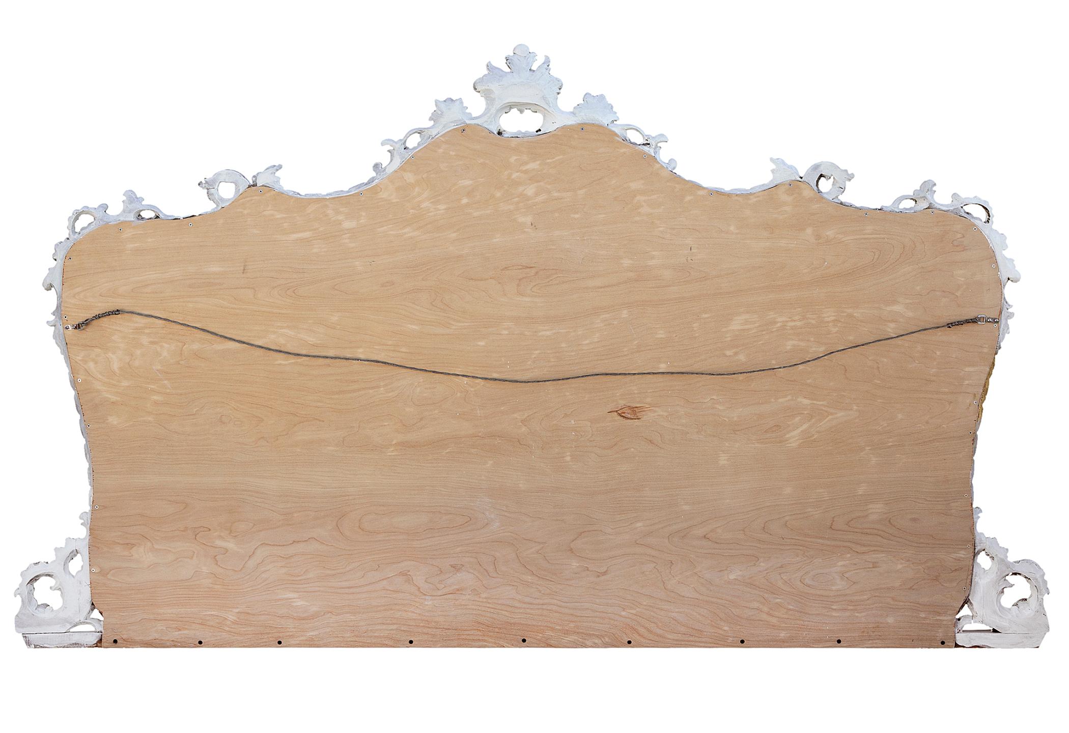Monumental Italian Hand carved White Mantle Mirror For Sale 1