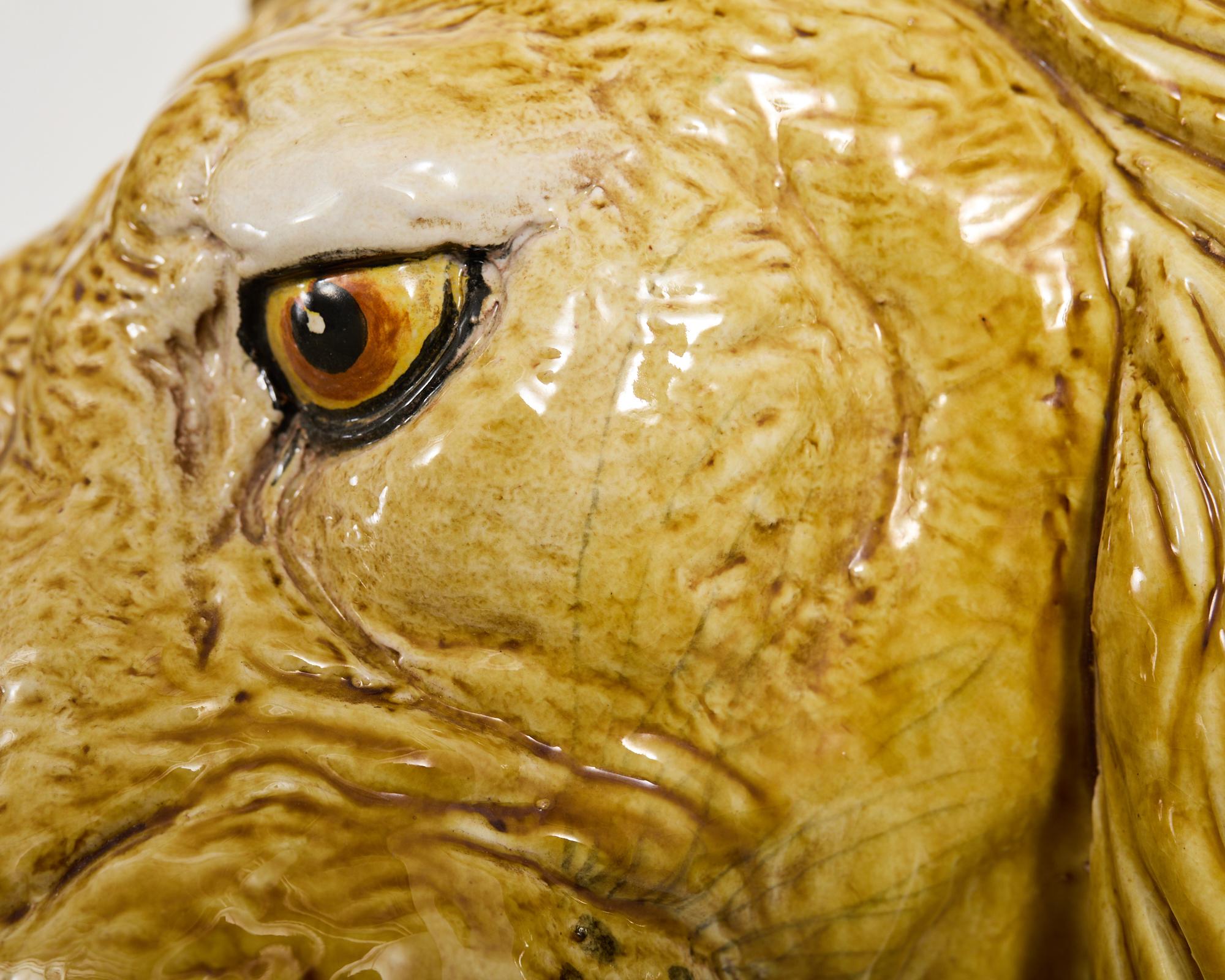 Monumental cabeza de león de cerámica esmaltada de mayólica italiana en venta 2