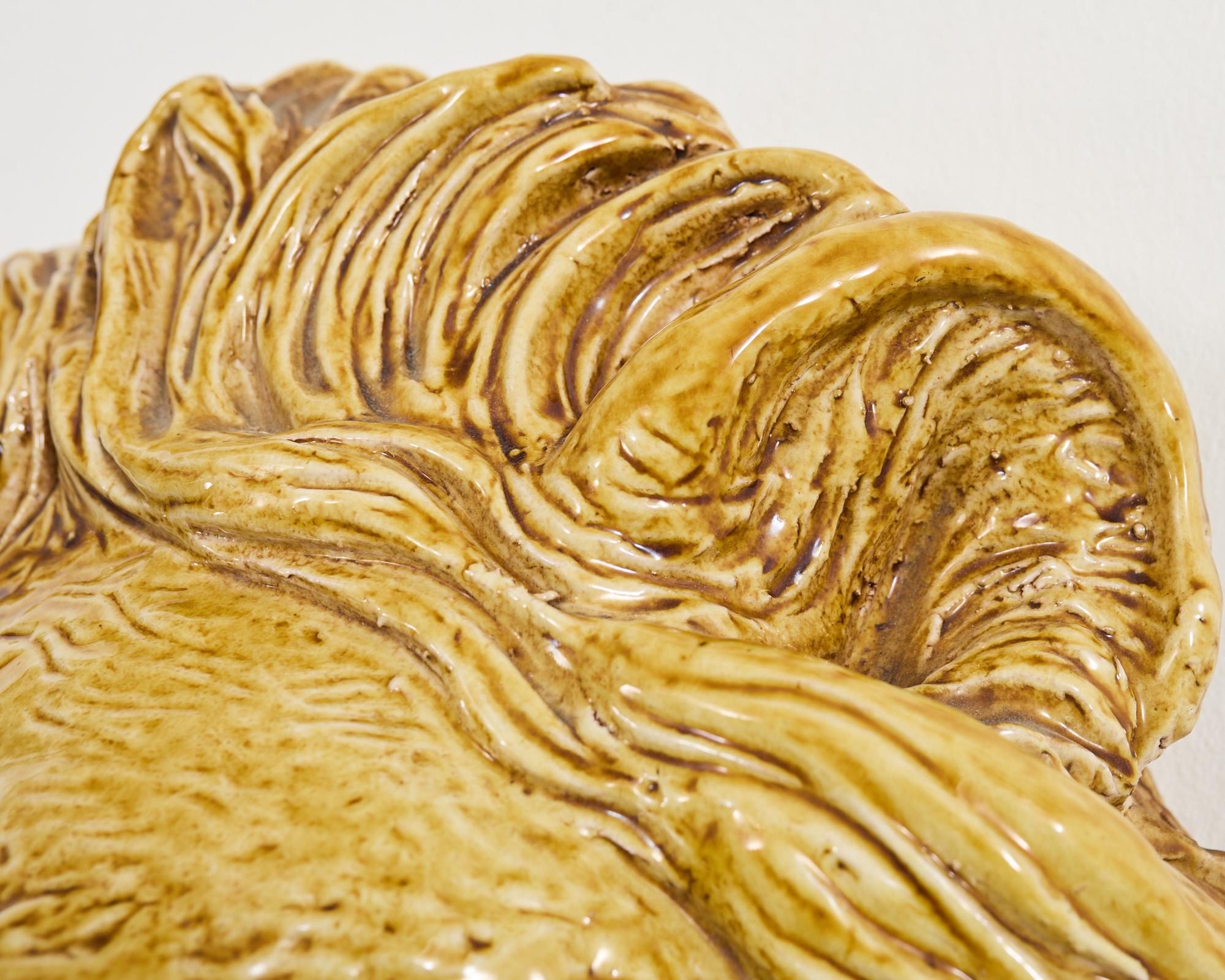 Monumental cabeza de león de cerámica esmaltada de mayólica italiana en venta 7