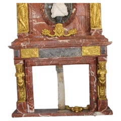 Monumental Italian Marble Fireplace with Bronze Ornaments, 360 CM