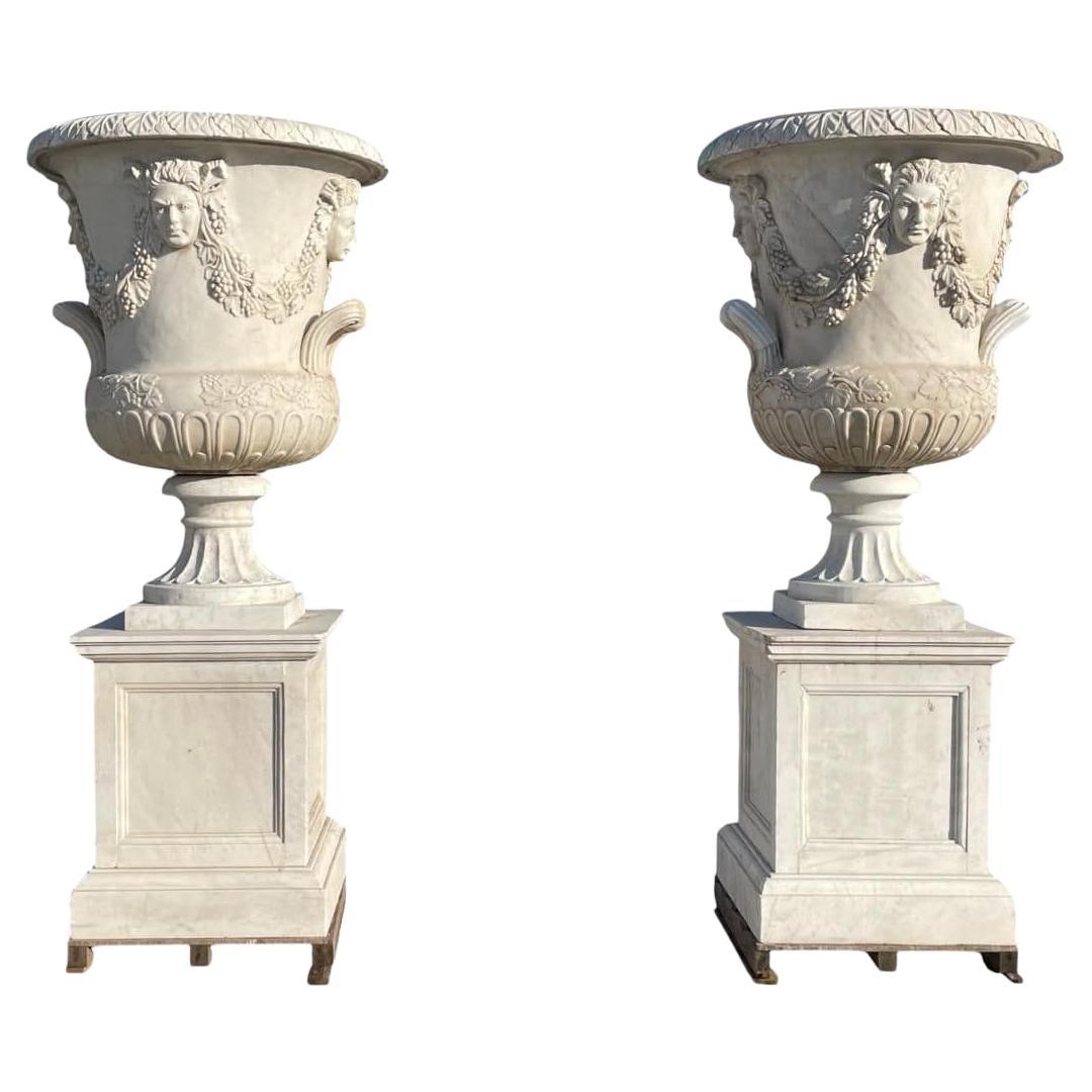 Monumentale italienische Marmor-Gartenvasen - 1980er Jahre 160 CM
