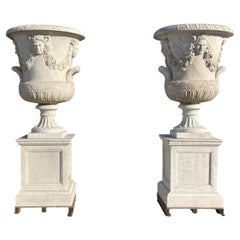 Jarrones monumentales de mármol italiano para jardín - Años 80 160 CM