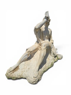 Monumentale Marin-Skulptur aus italienischem Marmor, Mitte des 20. Jahrhunderts