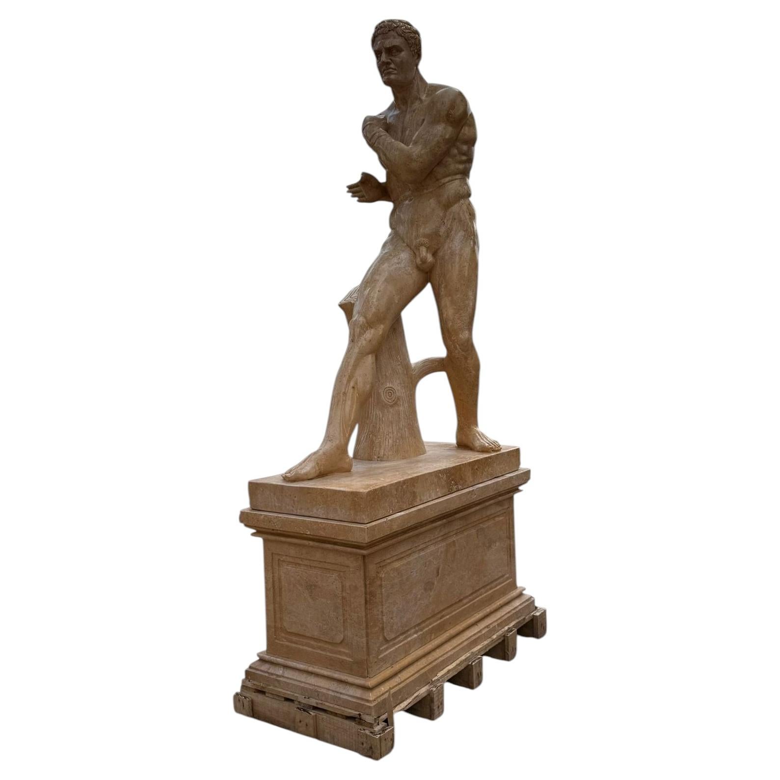 Monumental Italian Marble Sculpture of a Greek Athlete, 20th Century 240 cm