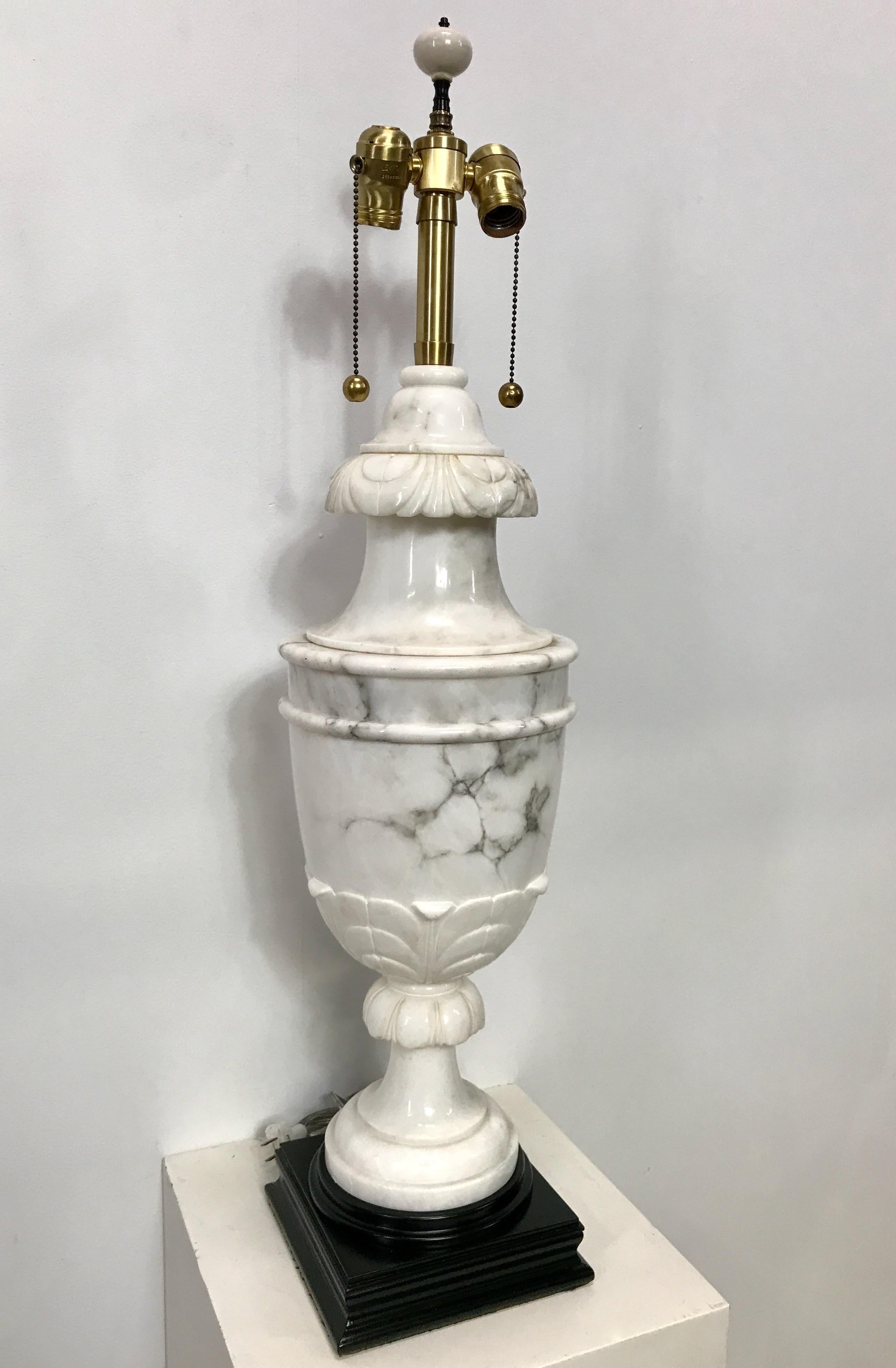 Monumental Italian Marble Urn Shaped Table Lamp In Good Condition In San Francisco, CA