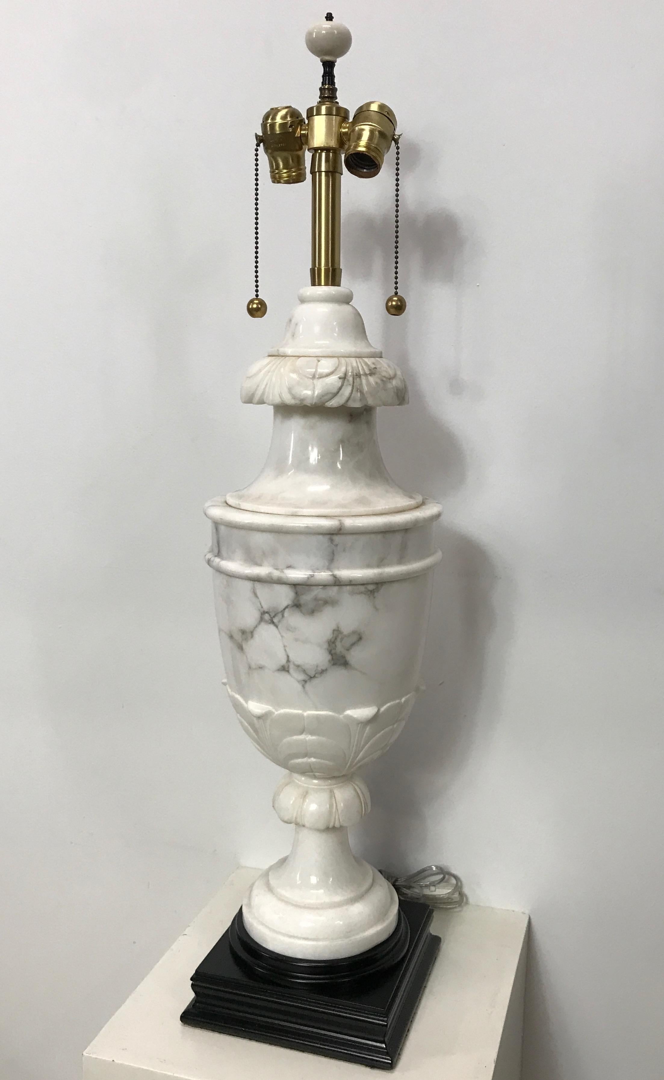 20th Century Monumental Italian Marble Urn Shaped Table Lamp