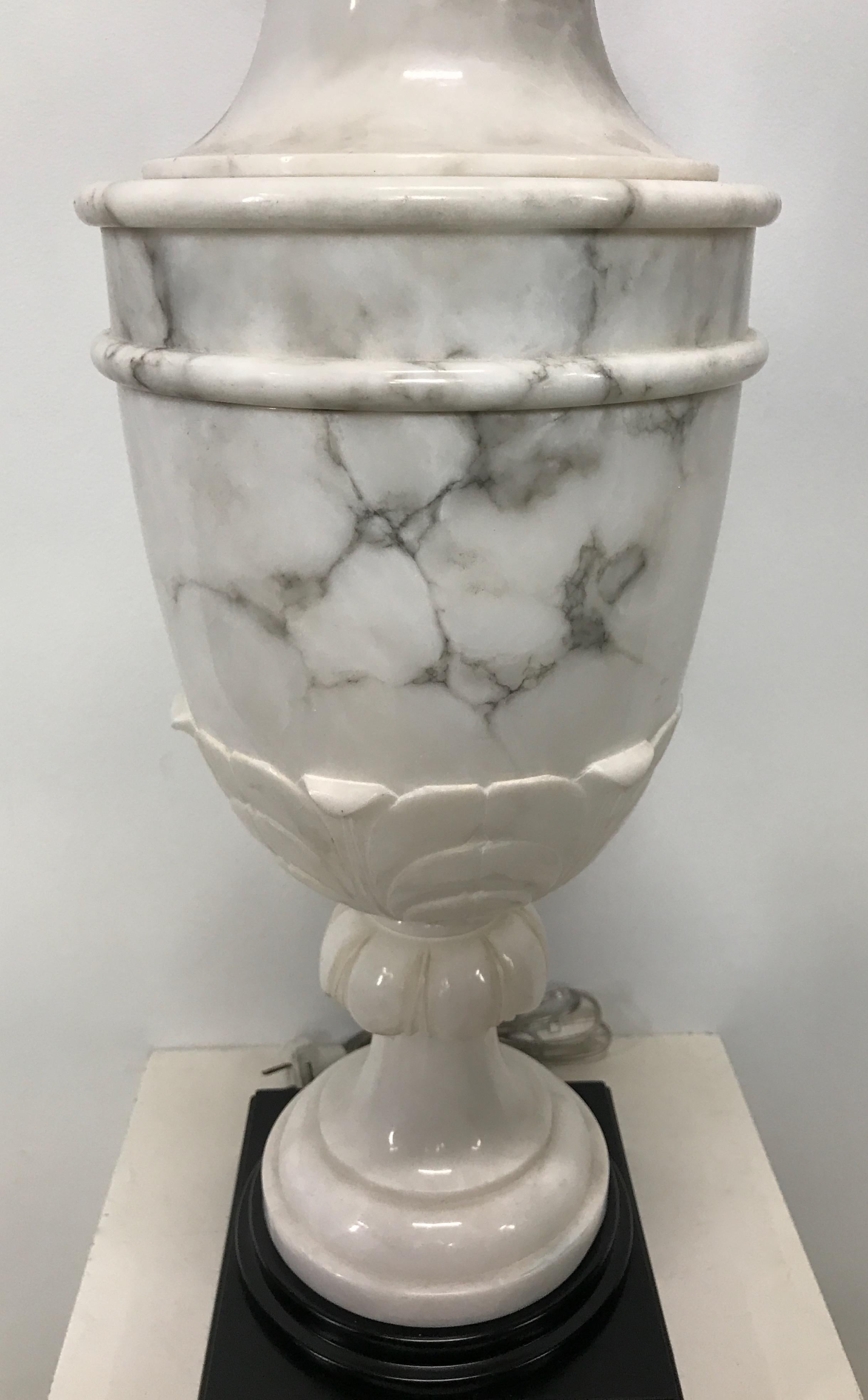 Monumental Italian Marble Urn Shaped Table Lamp 1