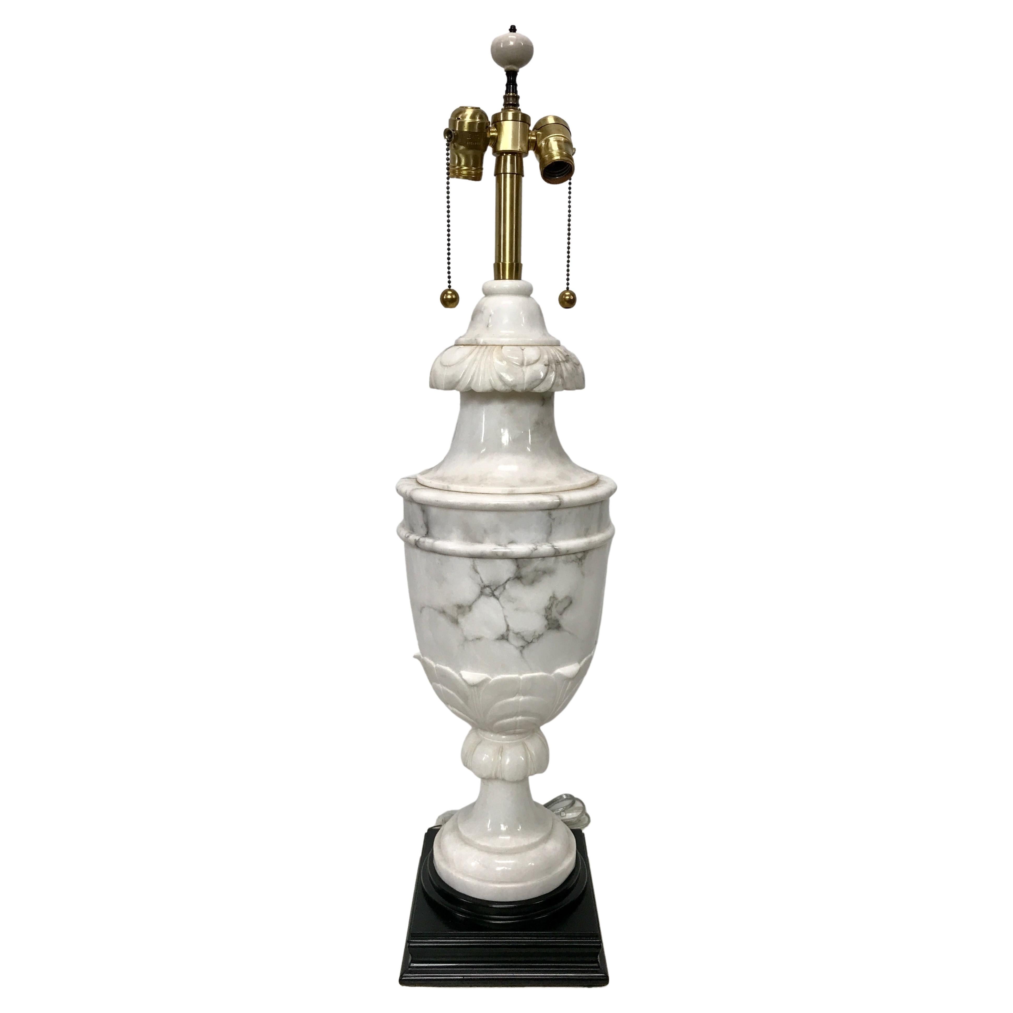 Monumental Italian Marble Urn Shaped Table Lamp
