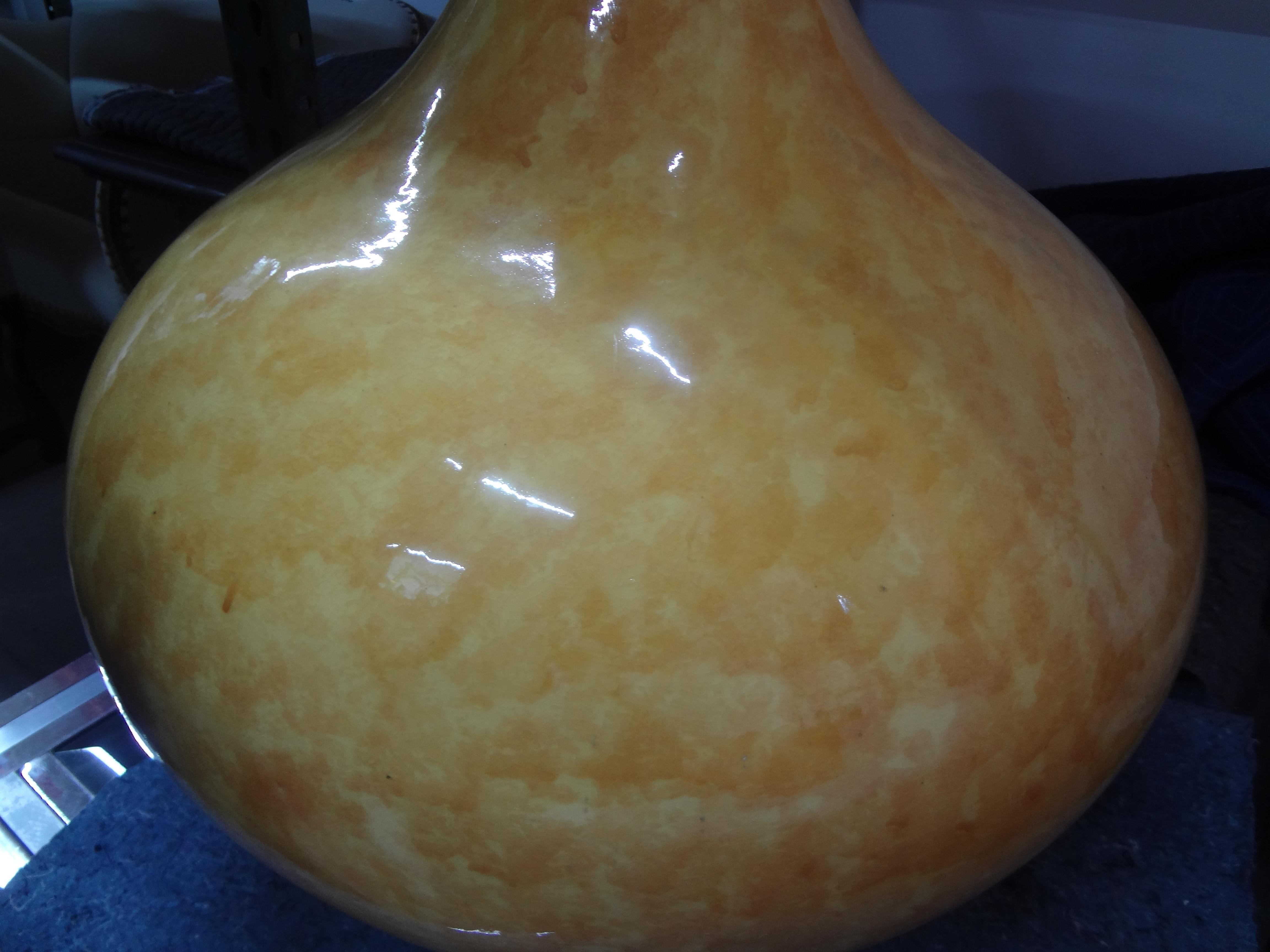 Monumental Italian Midcentury Glazed Ceramic Lamp In Good Condition For Sale In Houston, TX