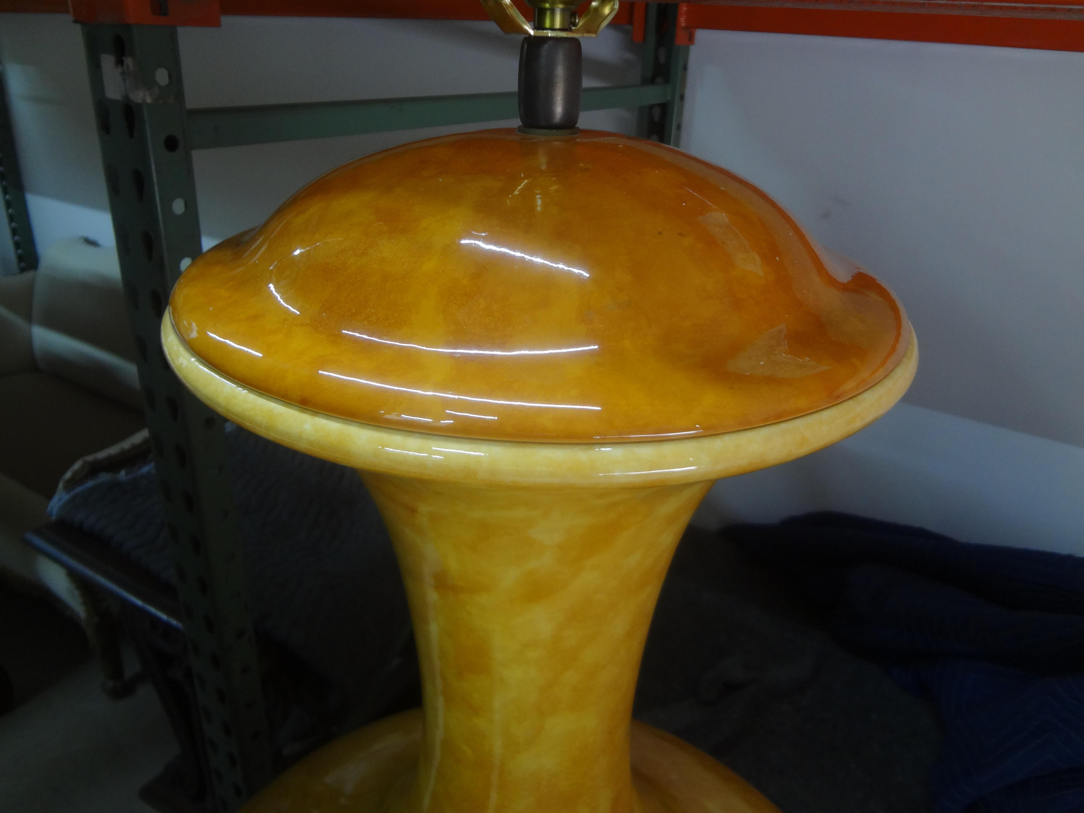 Mid-20th Century Monumental Italian Midcentury Glazed Ceramic Lamp For Sale