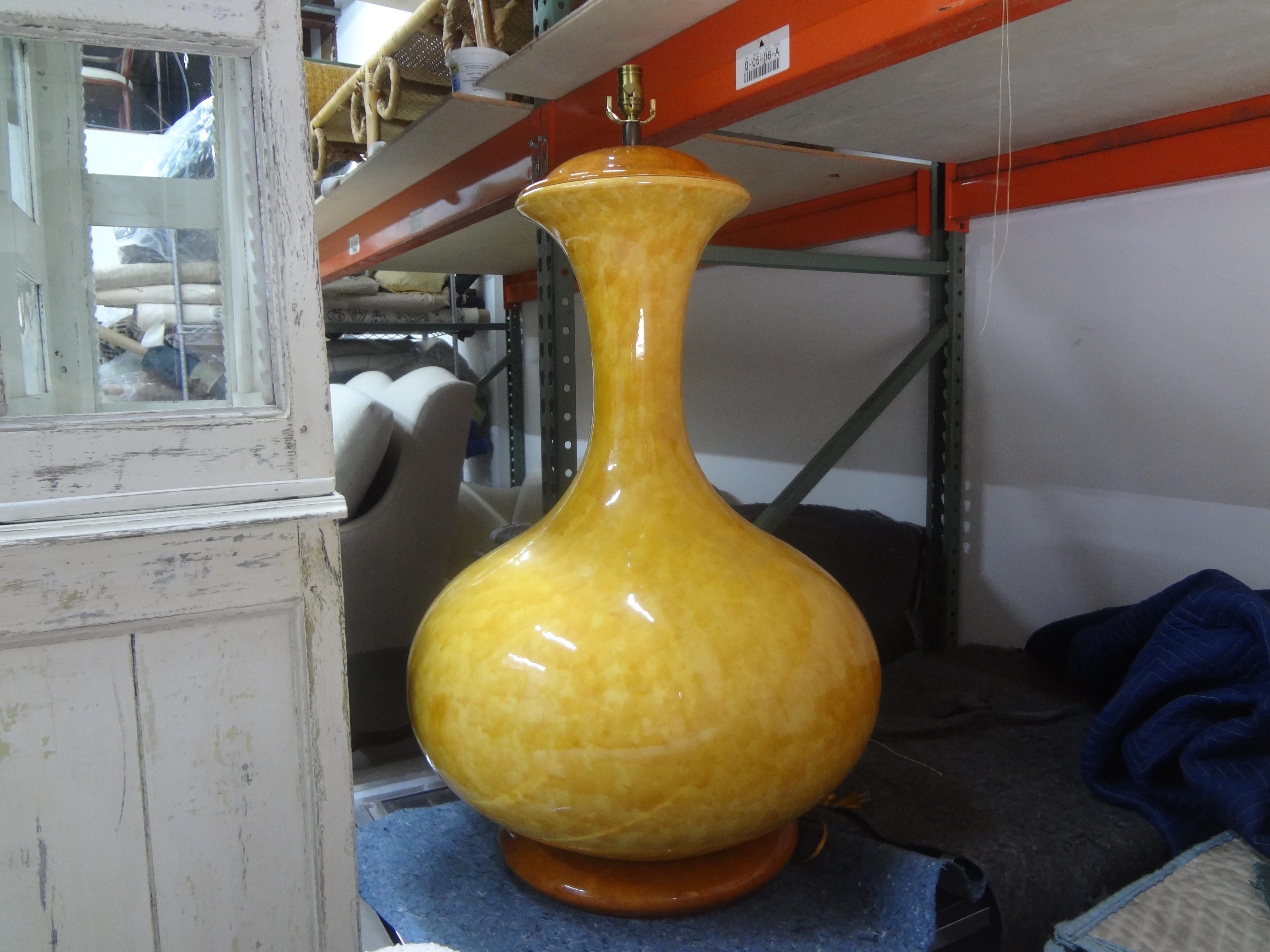 Monumental Italian Midcentury Glazed Ceramic Lamp For Sale 3