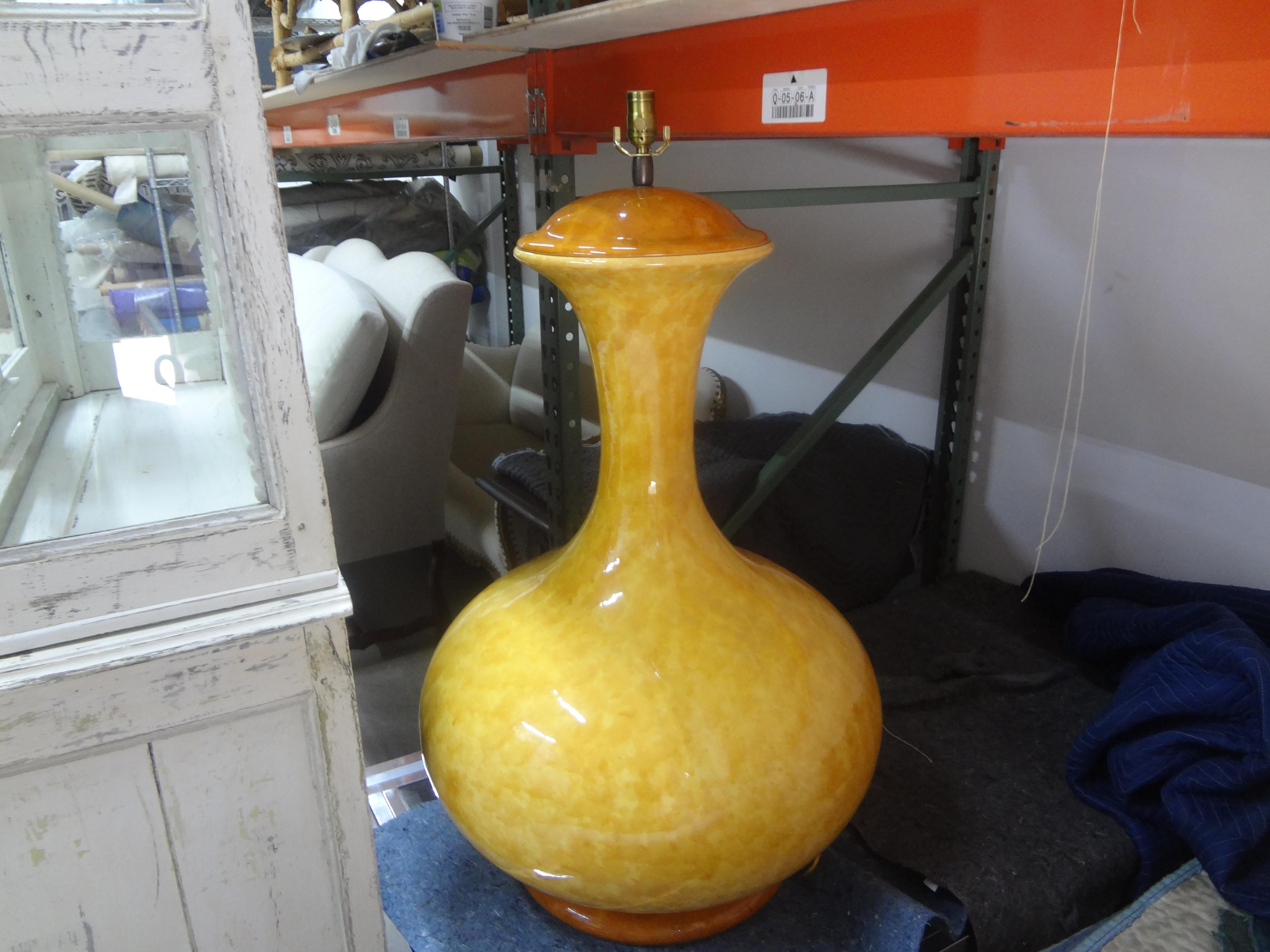 Monumental Italian Midcentury Glazed Ceramic Lamp For Sale 4