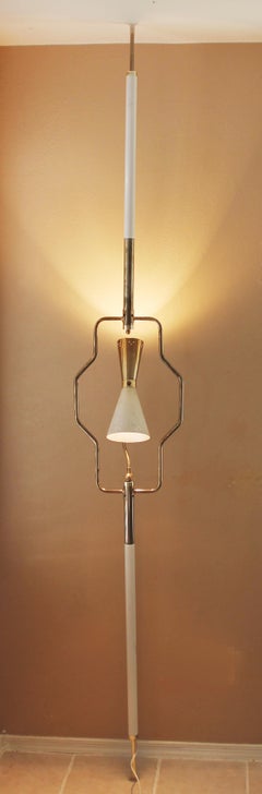 Monumental! Italian Mid Century Modern Art Tension Pole Lamp Stilnovo 50s Brass