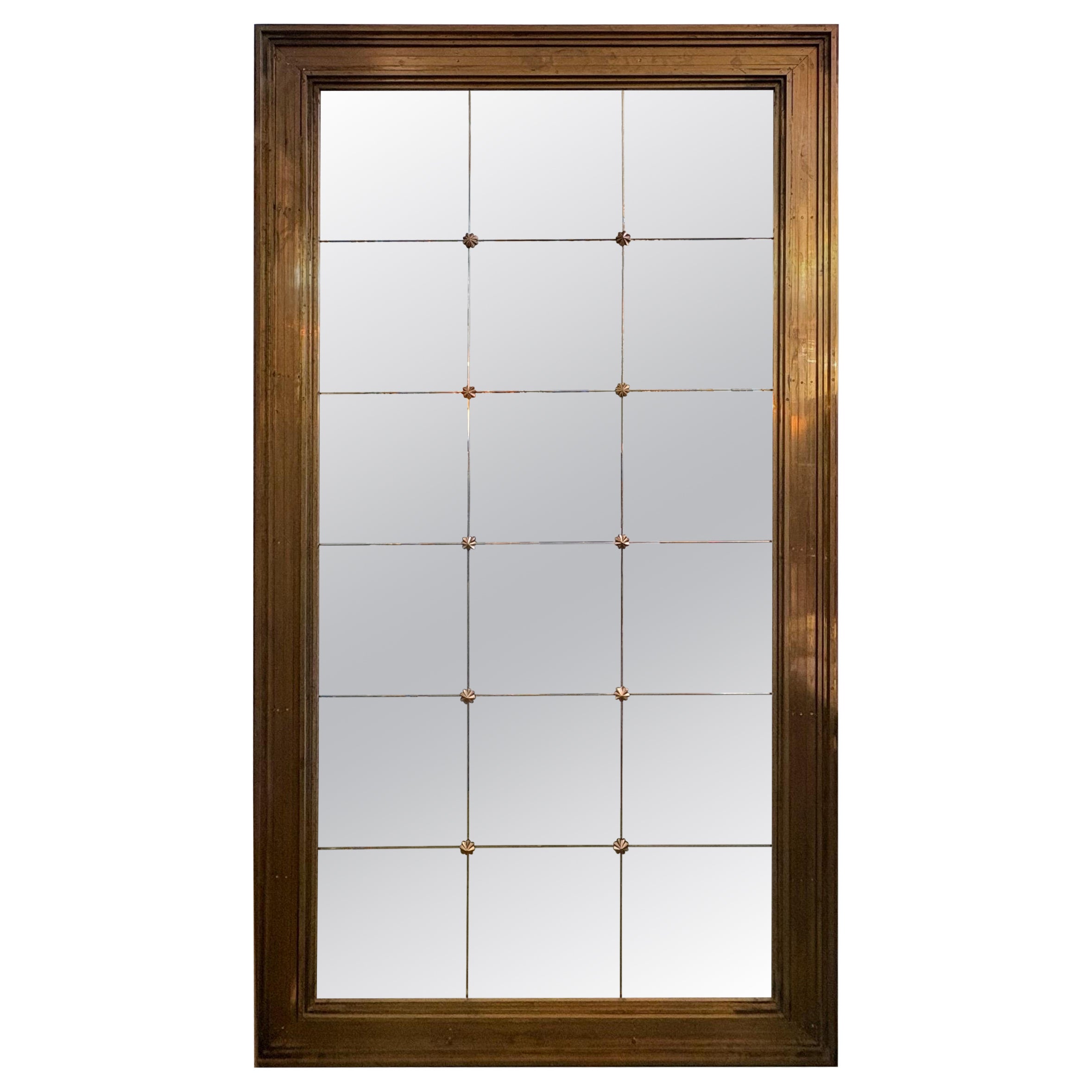 Monumental Italian Modern Neoclassical Style Bronze Mirror For Sale