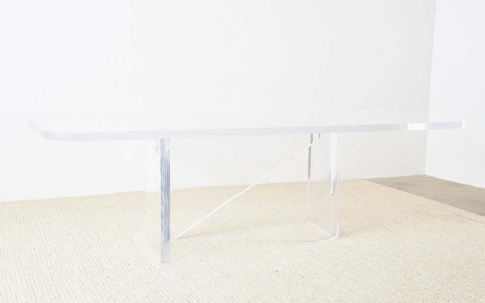 Monumental Italian Moderne Sculptural Lucite Dining Table 12