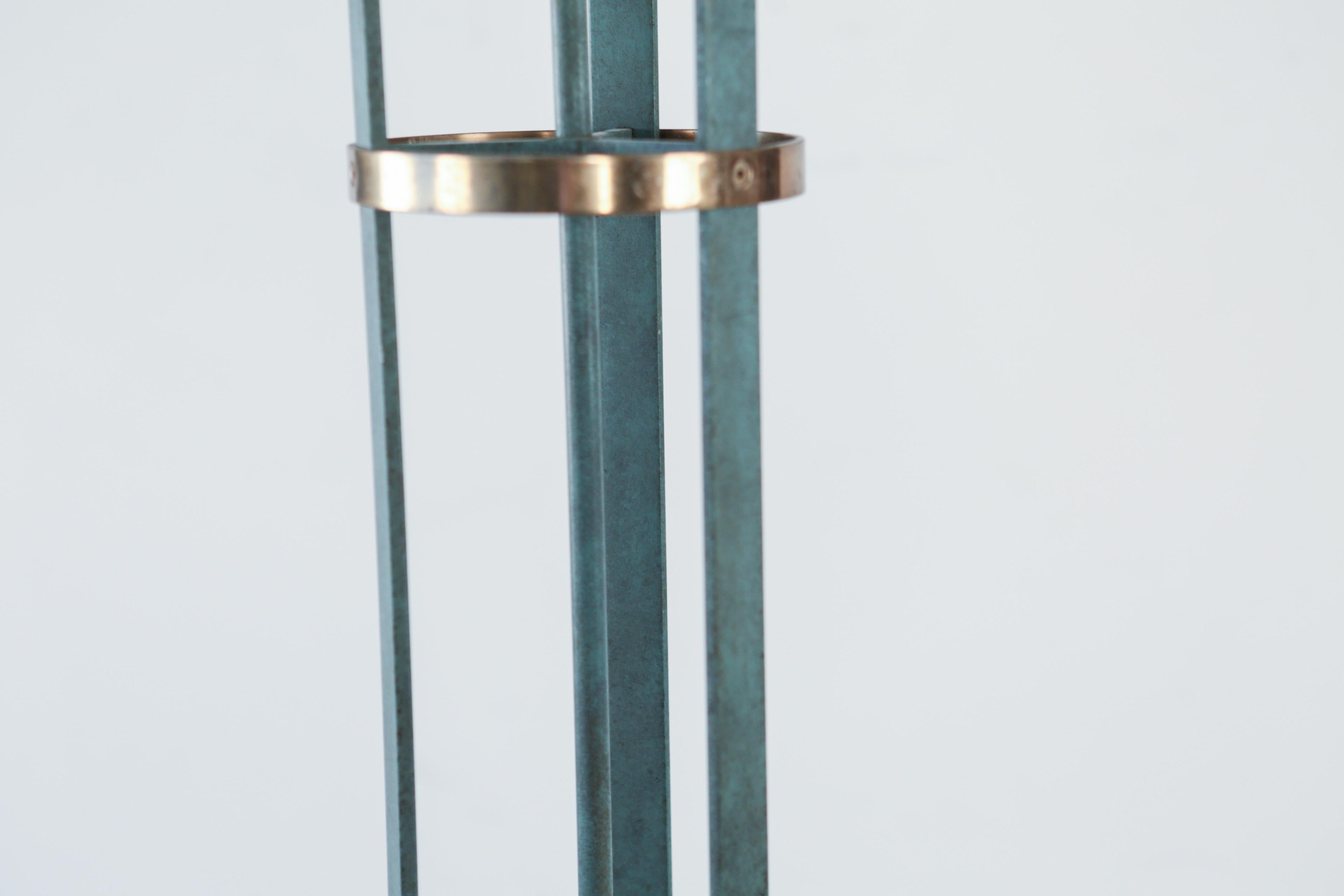 Monumental Italian Modernist Brass and Iron Torchiere Floor Lamp, 1970s 1