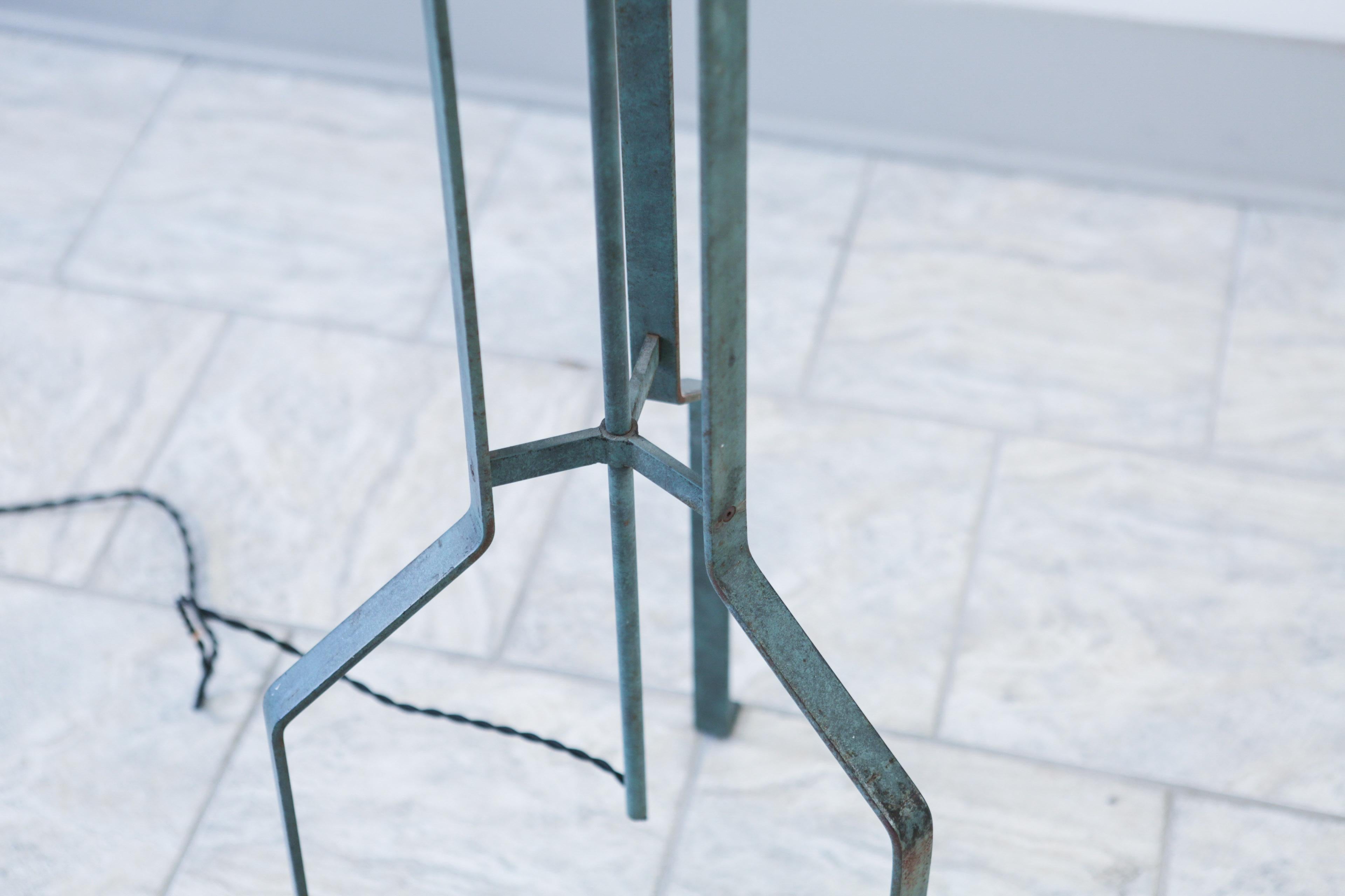 Monumental Italian Modernist Brass and Iron Torchiere Floor Lamp, 1970s 2