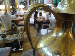 Monumental Italian Modernist Brass Ewer Stamped Egidio Casagrande