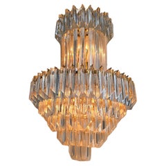Monumental Italian Murano Crystal and Gilt Brass Wall Sconce, 1970s