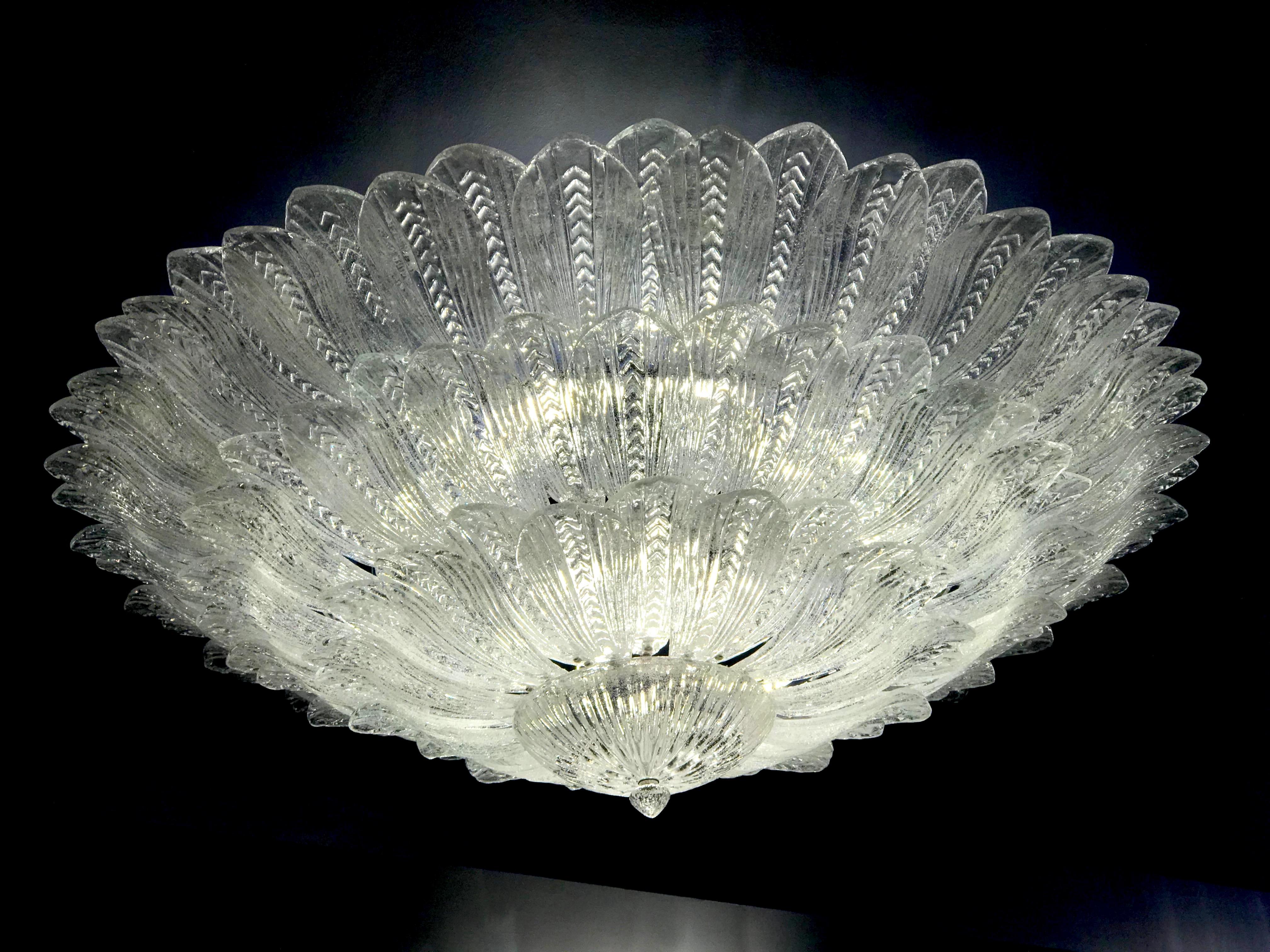 Monumental Italian Murano Glass Ceiling Light or Flush Mount For Sale 5