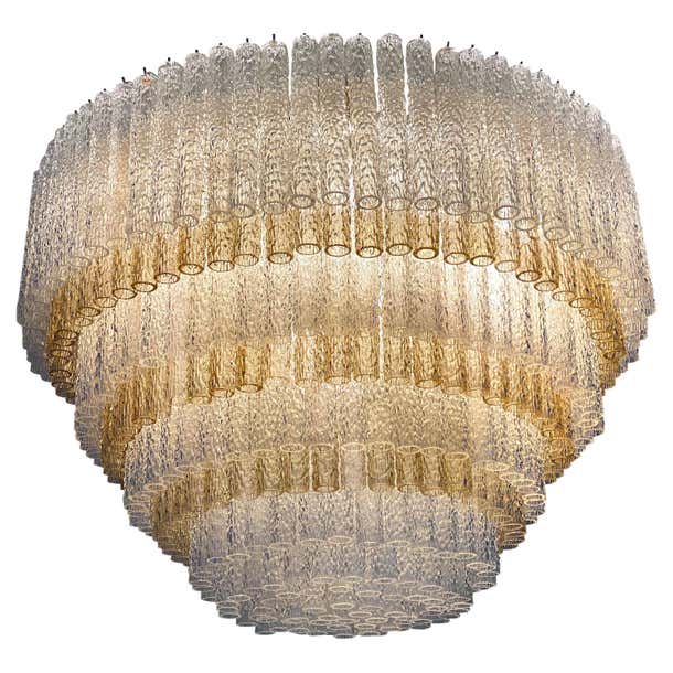 Monumental Italian Murano Glass Chandelier or Ceiling By Aureliano Toso