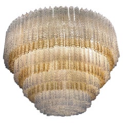 Monumental Italian Murano Glass Chandelier or Ceiling By Aureliano Toso 