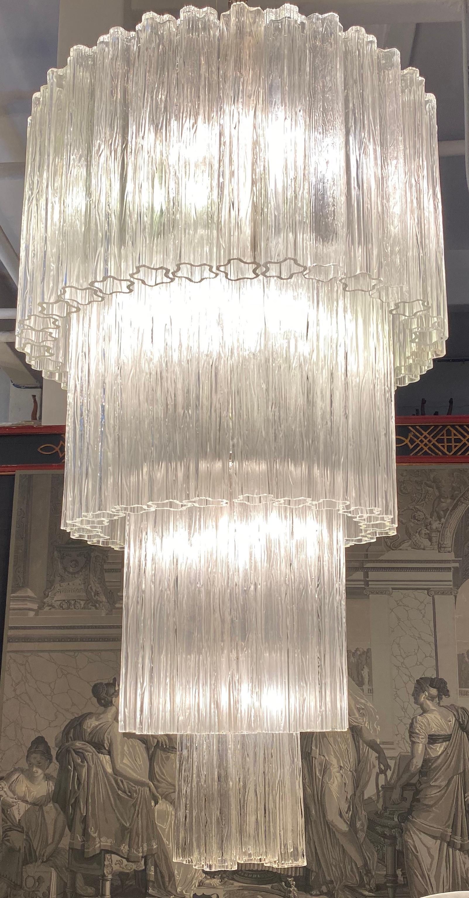 Monumental  Italian Murano Glass Tronchi Chandelier For Sale 5