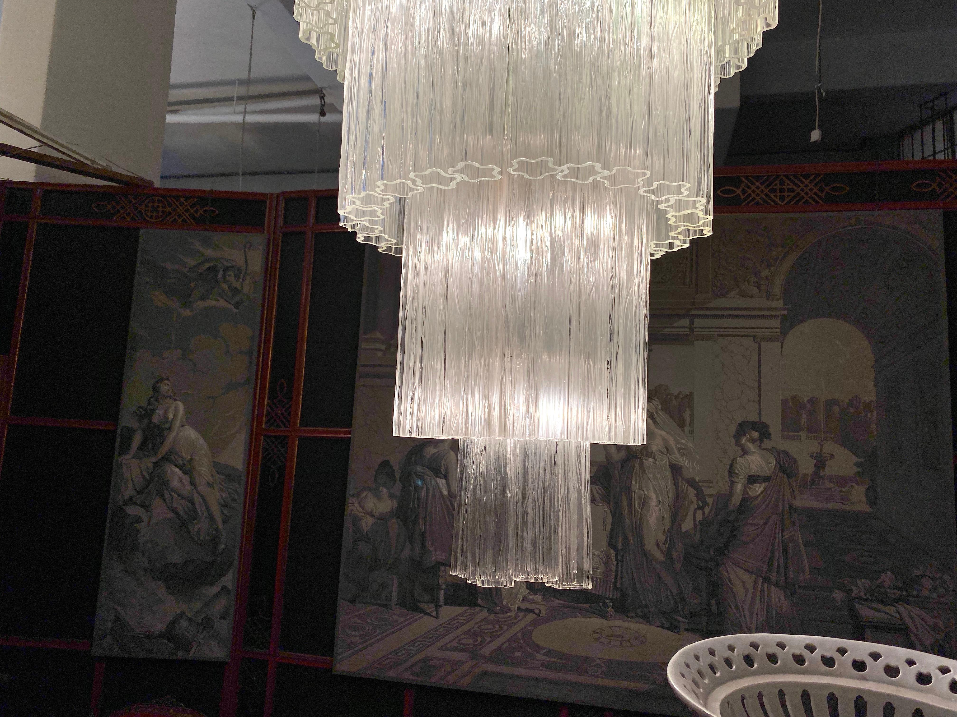 Monumental  Italian Murano Glass Tronchi Chandelier For Sale 6