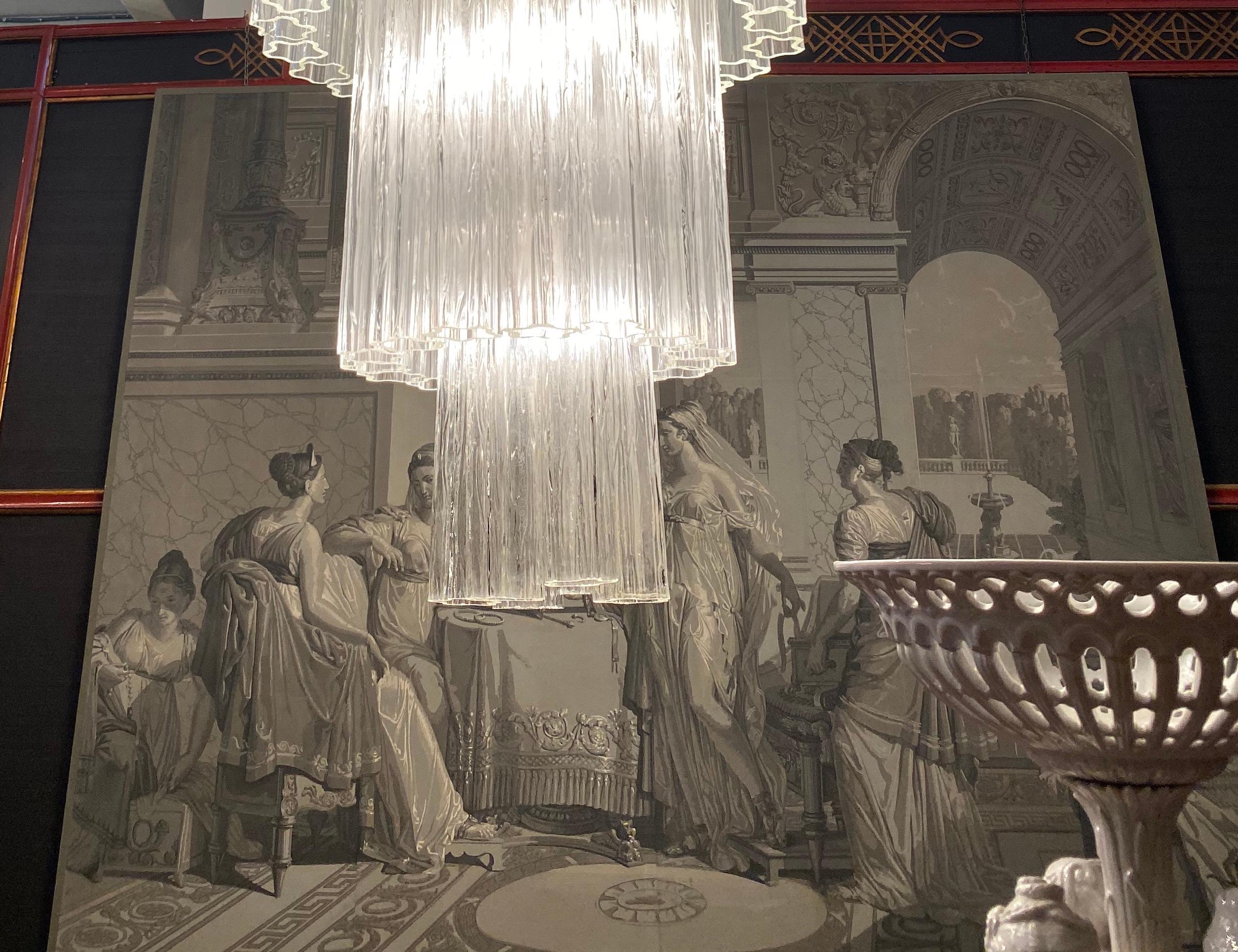 Monumental Italian Murano Glass Tronchi Chandelier In Excellent Condition In Rome, IT