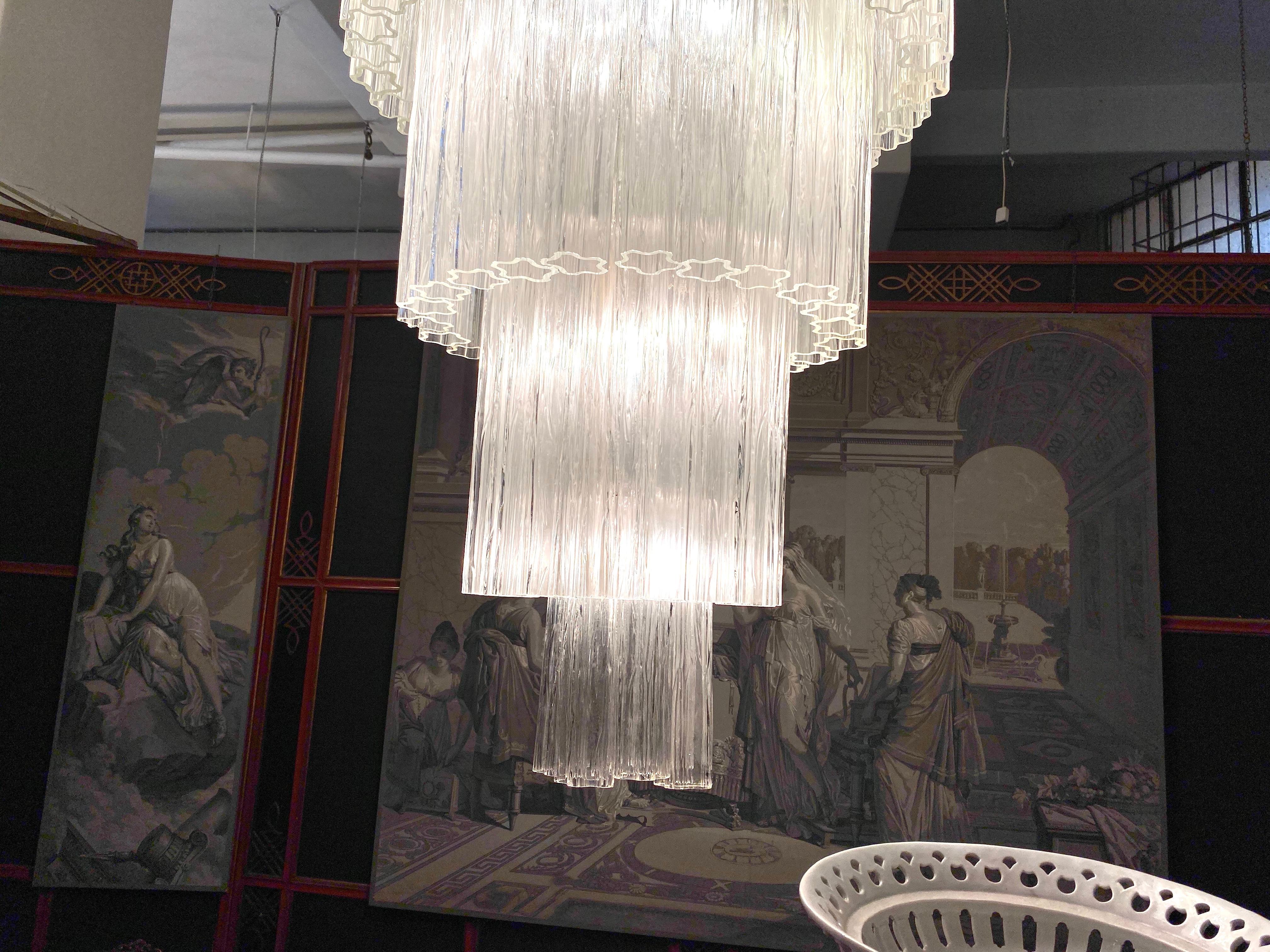 Monumental  Italian Murano Glass Tronchi Chandelier In Excellent Condition For Sale In Rome, IT