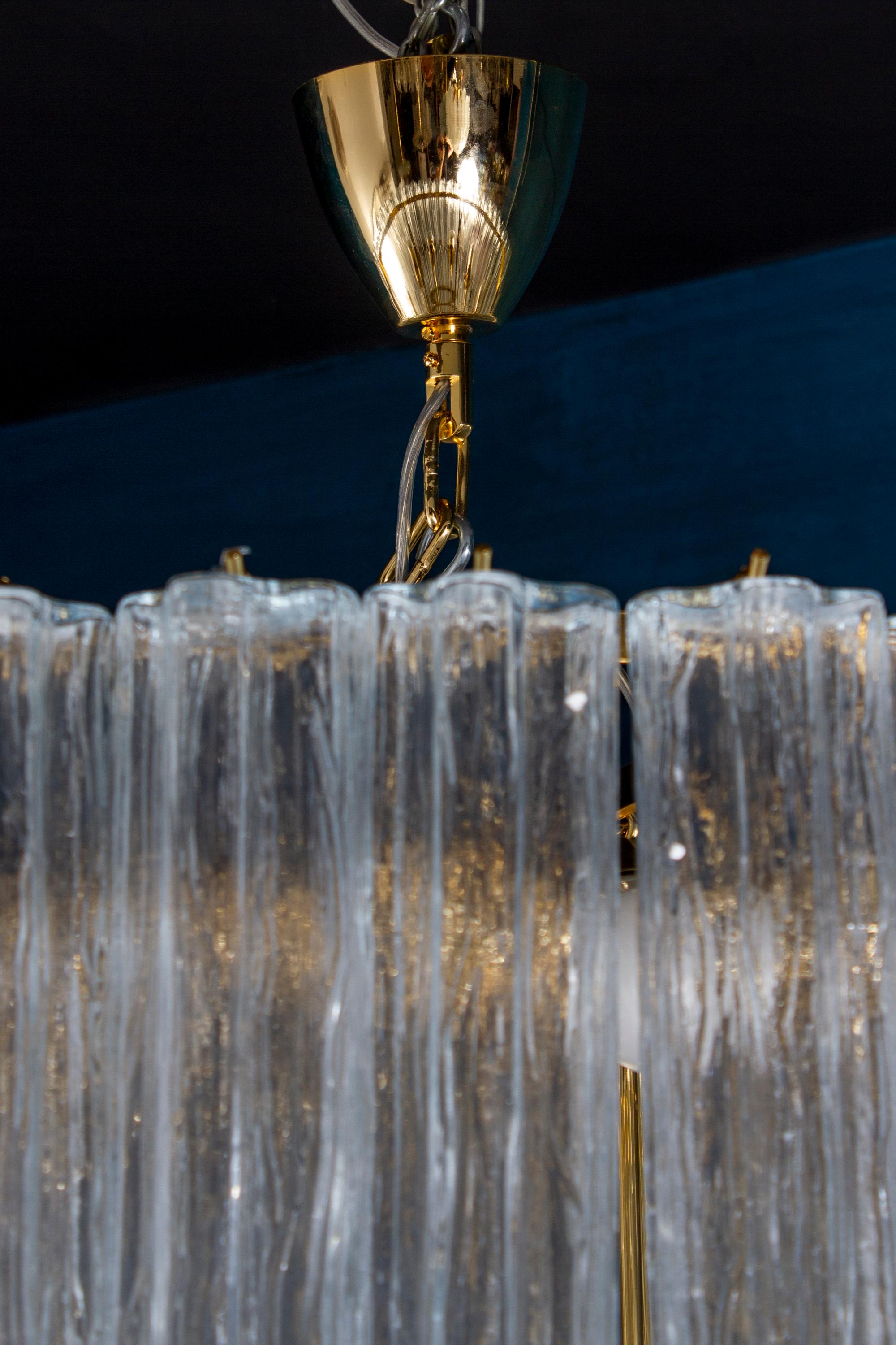 Blown Glass Monumental Italian Murano Glass Tronchi Chandelier For Sale