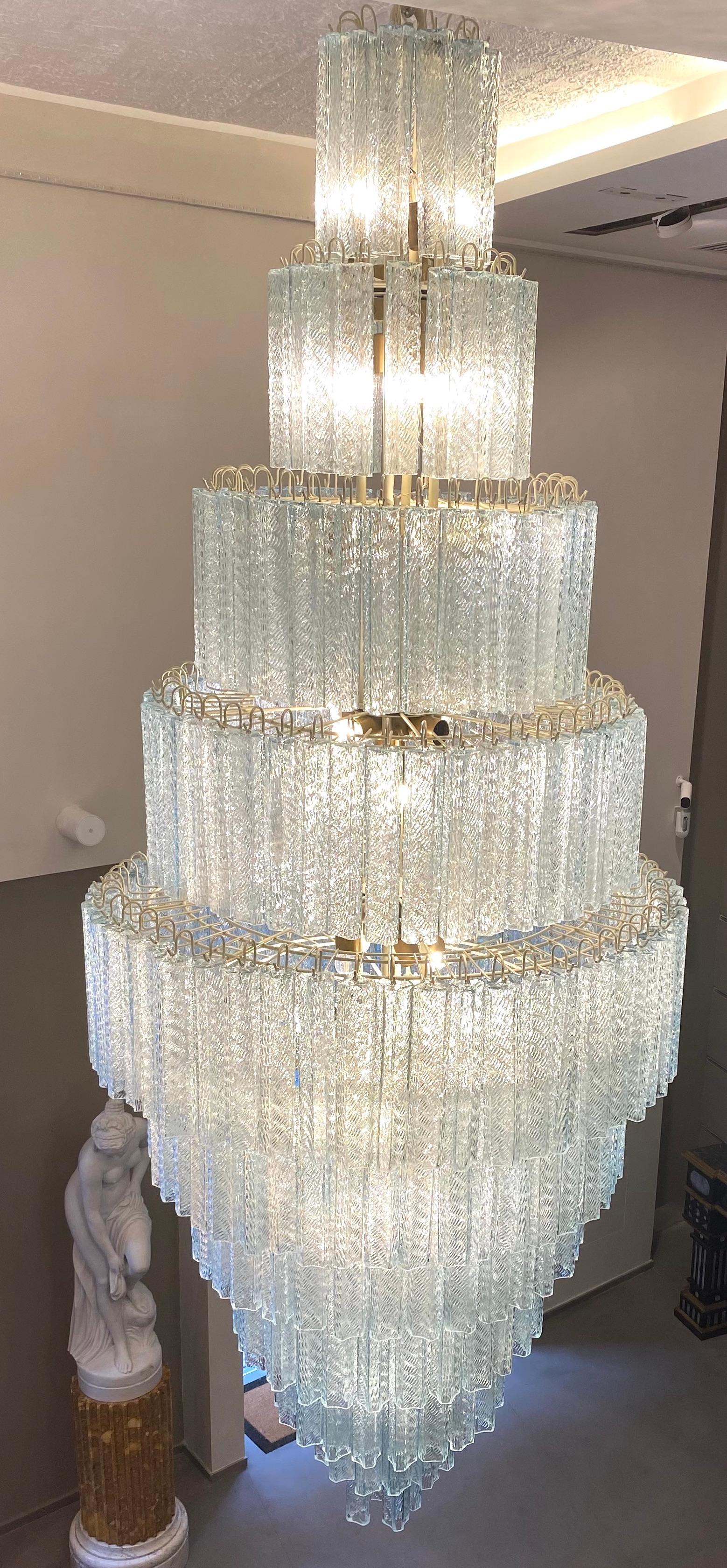 Monumental Italian Murano Glass Tronchi Chandelier in vendita 1