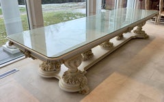 Monumental Italian Neoclassical Baroque Style Dining Table with Glass Top
