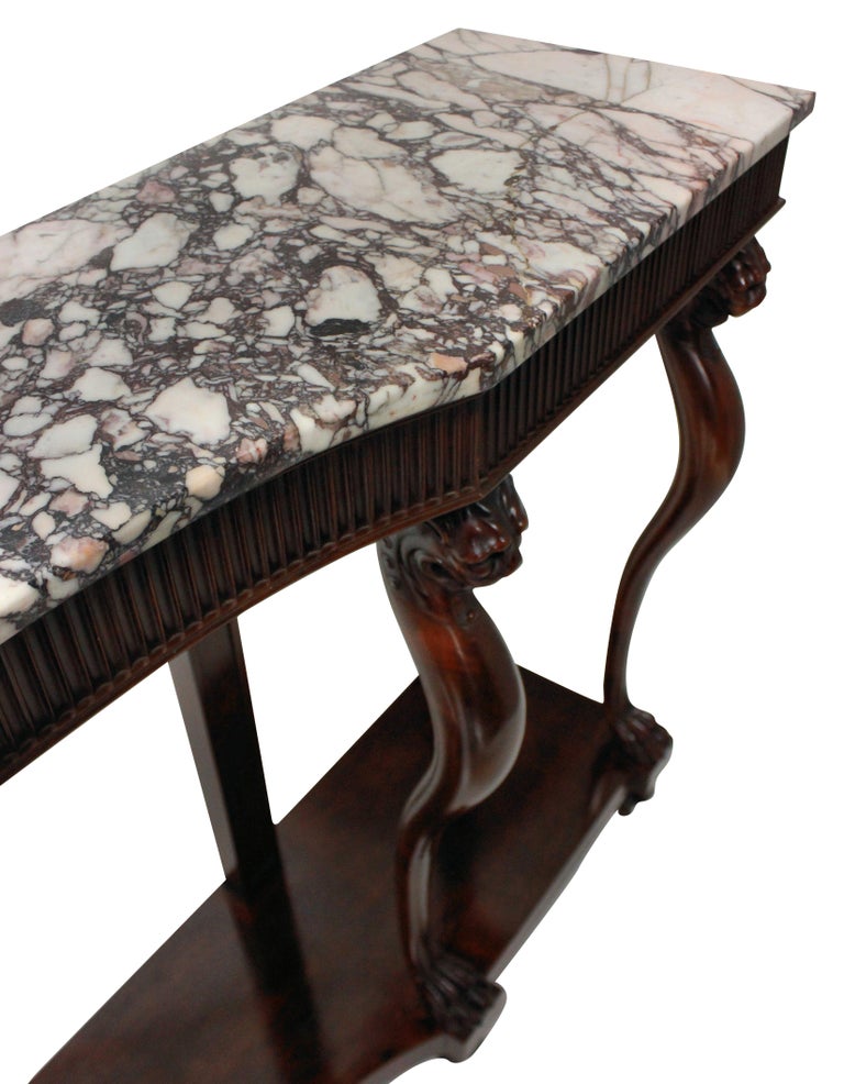 Monumental Italian Neoclassical MarbleTop Console Table For Sale at
