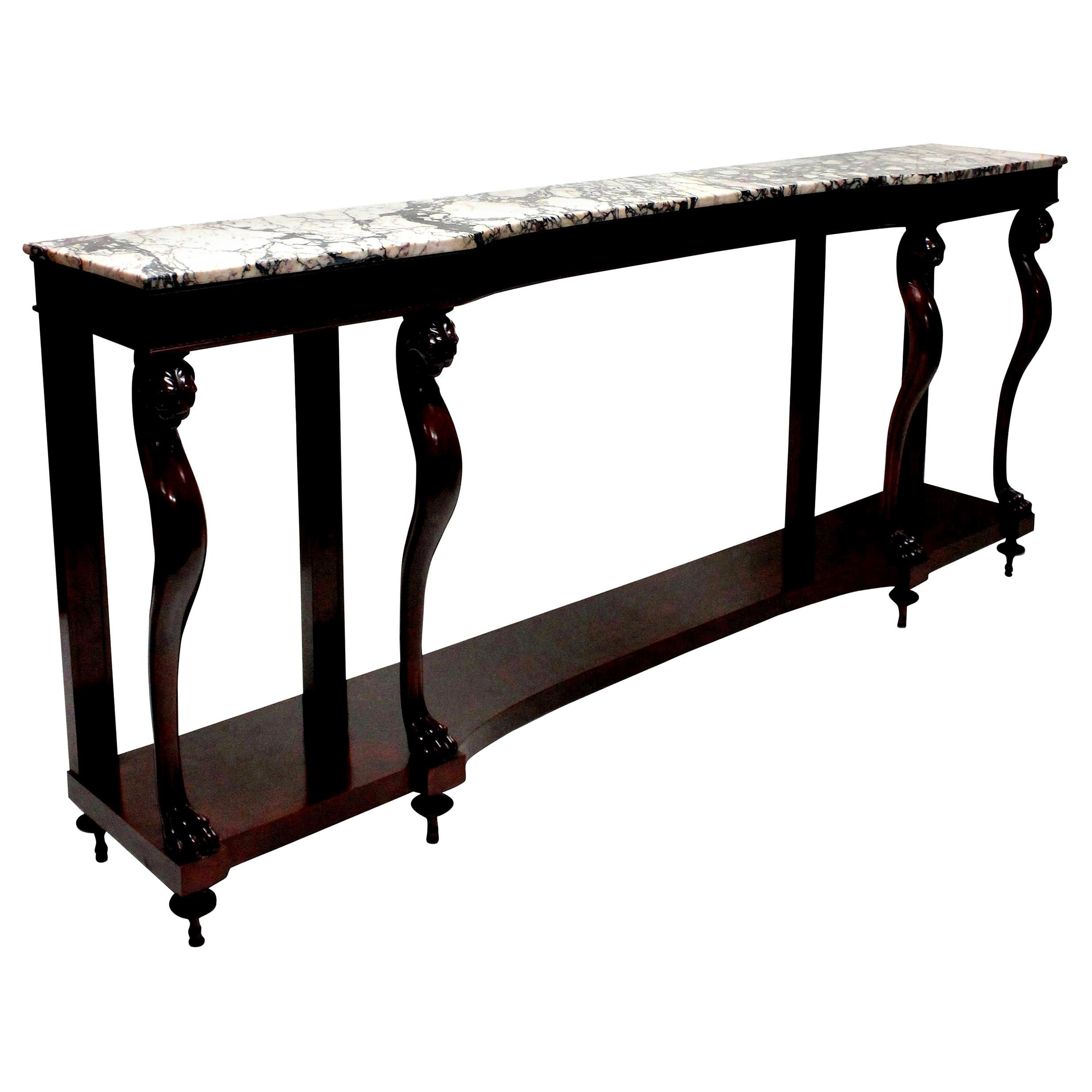 Monumental Italian Neoclassical Marble-Top Console Table