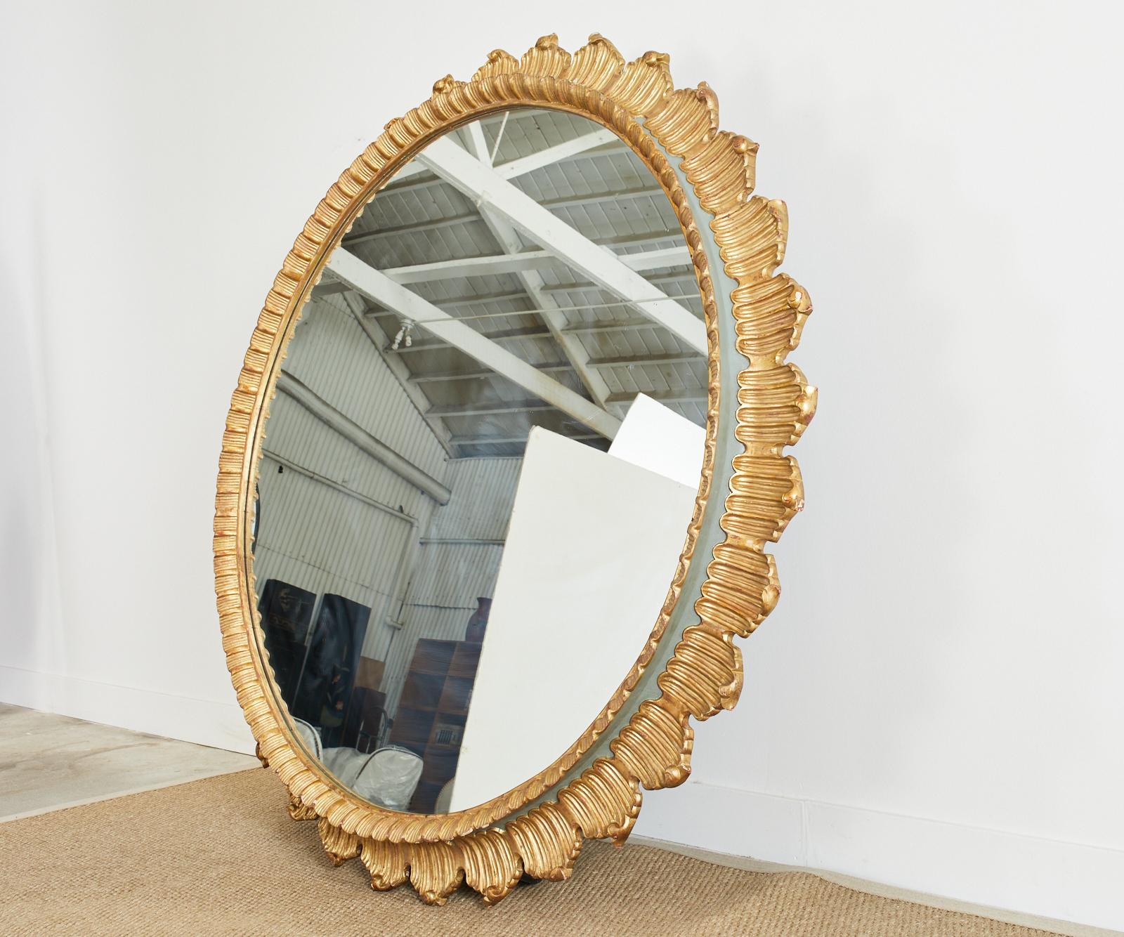 Hand-Crafted Monumental Italian Neoclassical Style Gilt Sunburst Mirror For Sale