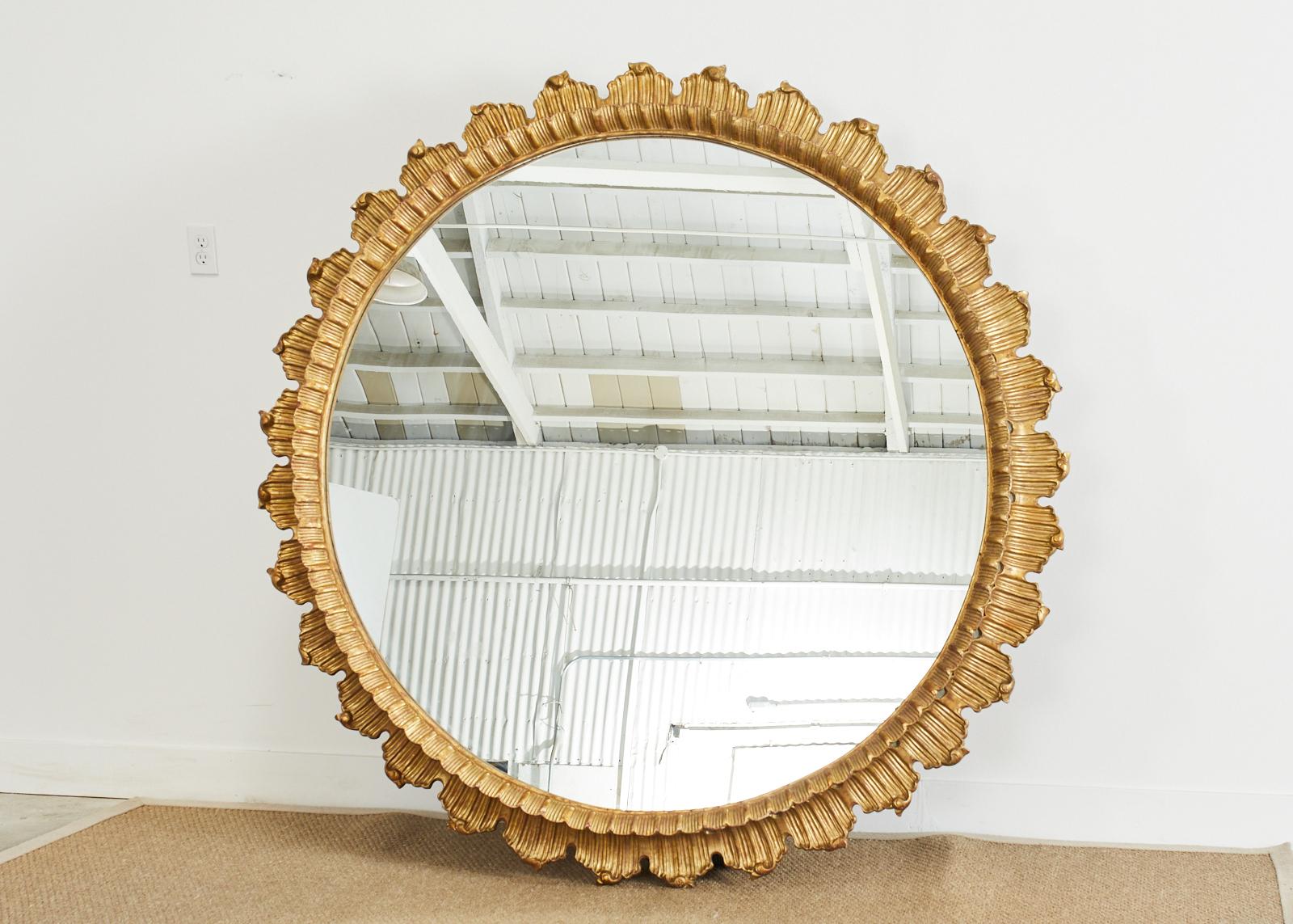 Monumental Italian Neoclassical Style Gilt Sunburst Mirror In Good Condition For Sale In Rio Vista, CA