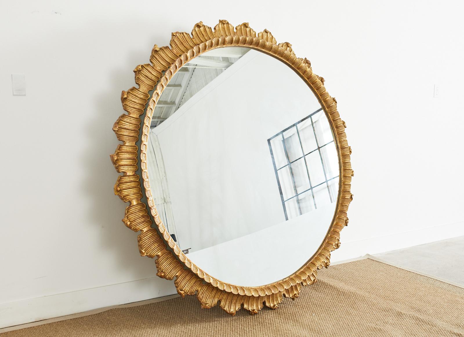 Monumental Italian Neoclassical Style Gilt Sunburst Mirror For Sale 3