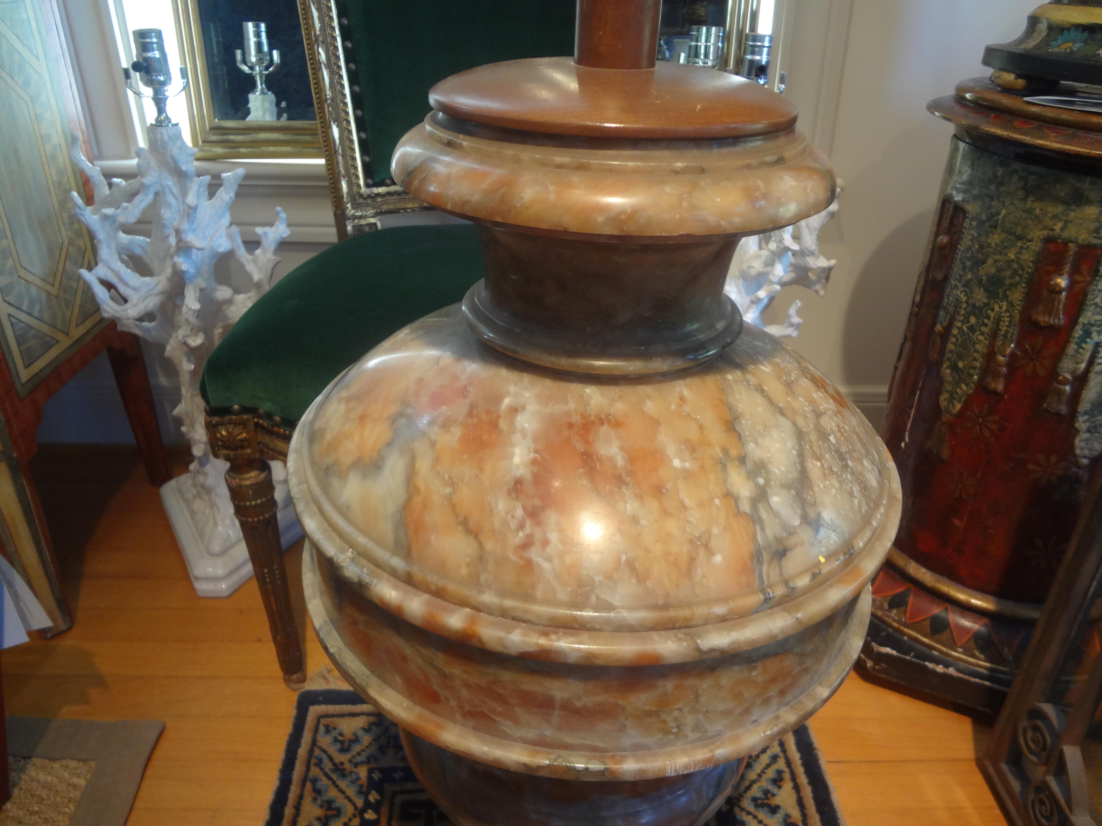 Monumental Italian Neoclassical Style Urn Shaped Marble Lamp In Good Condition For Sale In Houston, TX